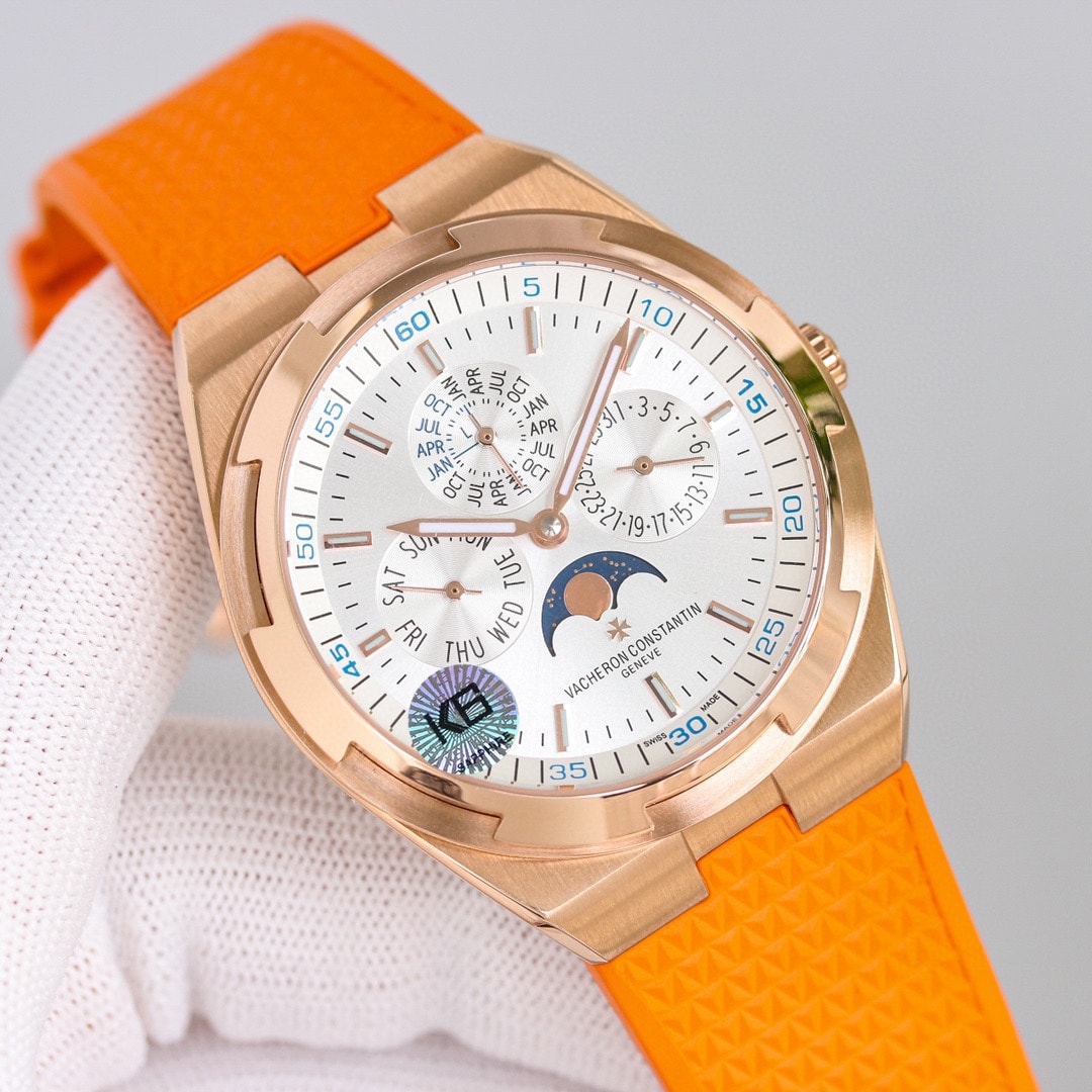 Fake Vacheron Constantin Replica Watches Overseas perpetual calendar ultra-thin 41.5 MM PINK GOLD 4300V/220R-B064(1:1 replica)
