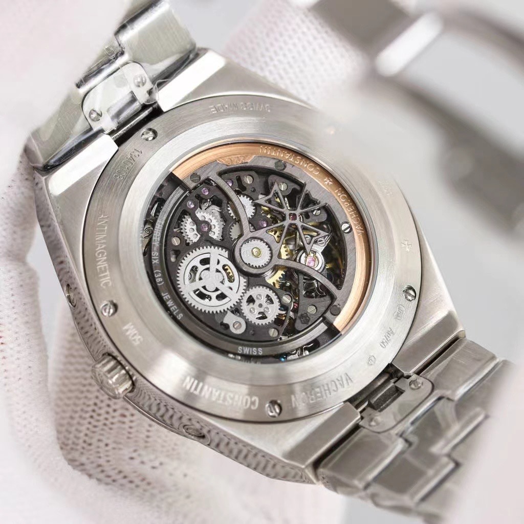 Fake Vacheron Constantin Replica Watch Overseas perpetual calendar ultra-thin skeleton Boutique Exclusive 41.5 MM WHITE GOLD 4300V/220G-B946(1:1 replica)
