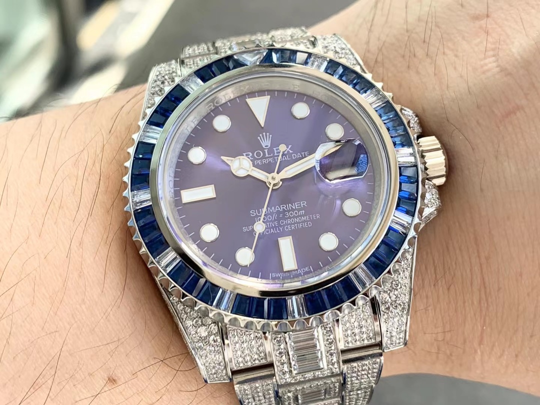 Rolex Submariner Diamond Pavé Special-Blue Diamonds-full diamonds-40MM(1:1 replica)