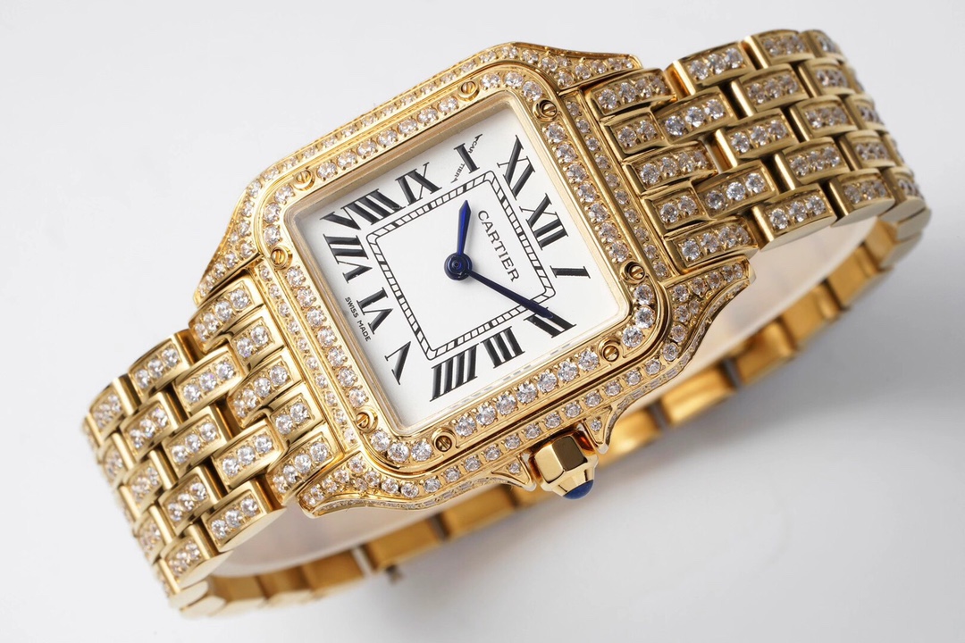 Cartier Cheetah Full of Diamonds Ladies 37MM-Golden(1:1 replica)