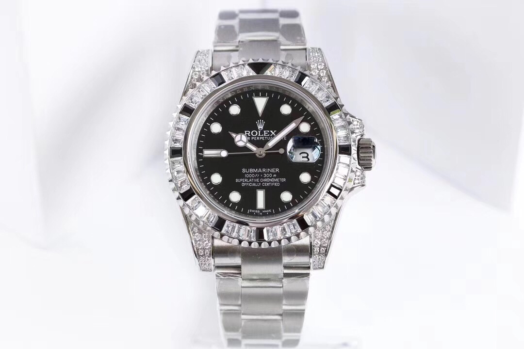 Rolex Submariner Customized with Diamonds-Black Diamonds-40MM(1:1 replica)