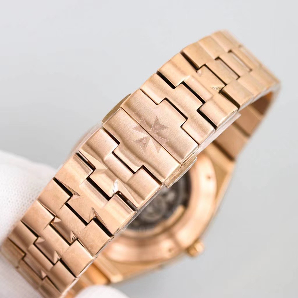 Fake Vacheron Constantin Replica Watch Overseas perpetual calendar ultra-thin skeleton Boutique Exclusive 41.5 MM PINK GOLD 4300V/220R-B547(1:1 replica)