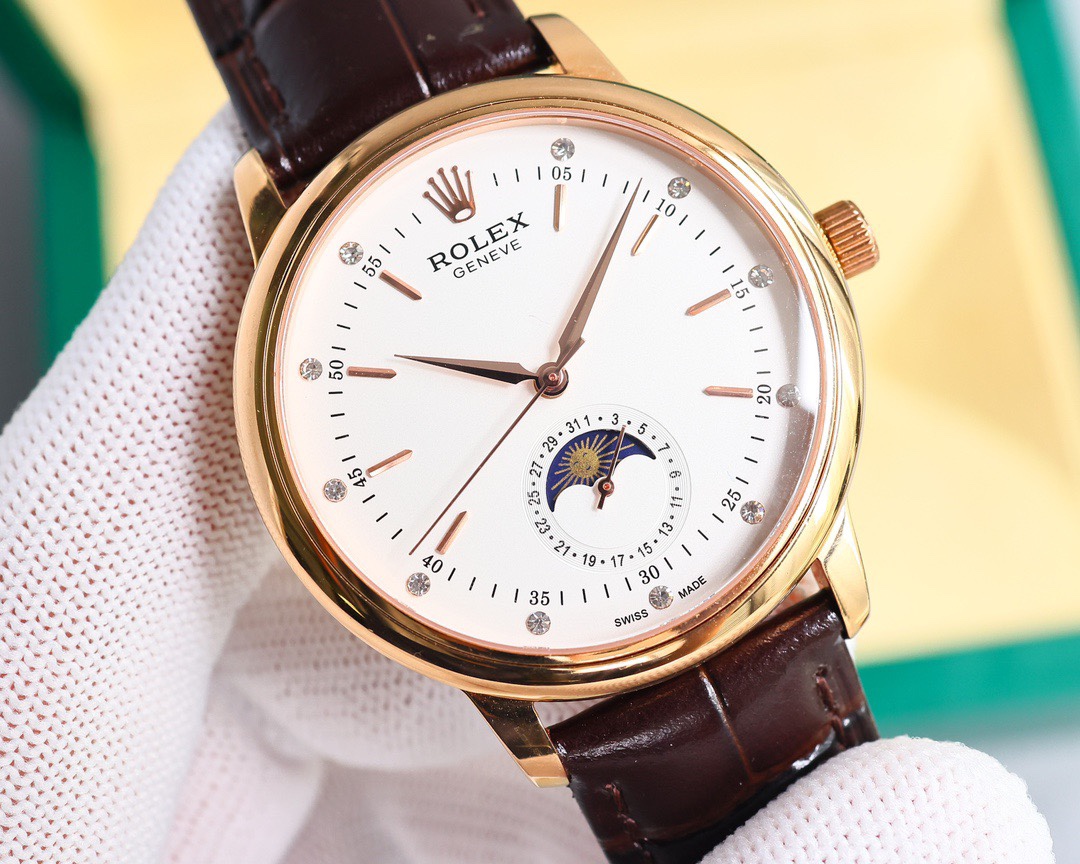 Rolex👑 Cellini Moonphase-40mm-Leather(1:1 replica)