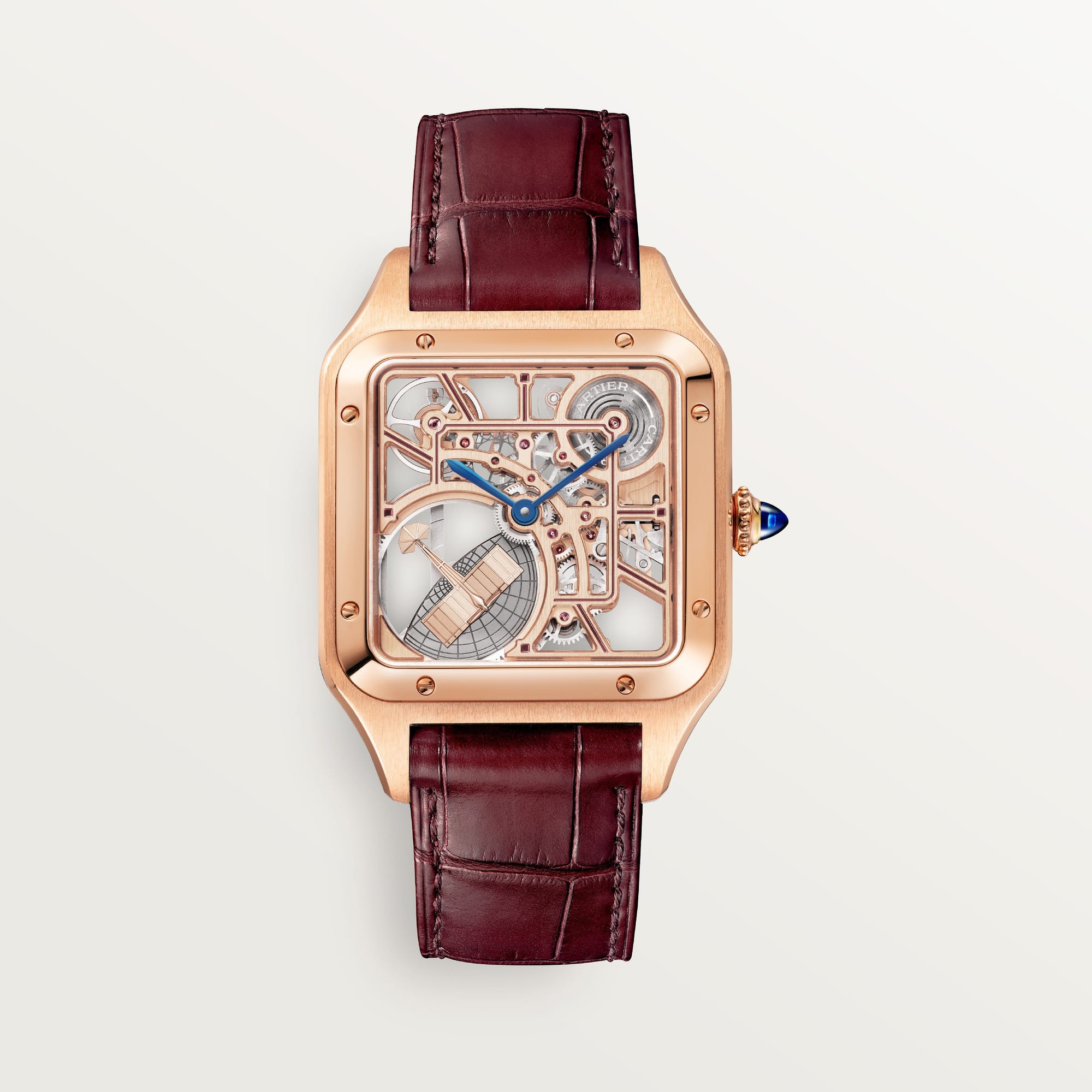 fake cartier watch Santos-Dumont micro-rotor skeleton large model 31 mm automatic mechanical movement 9629(1:1 replica)