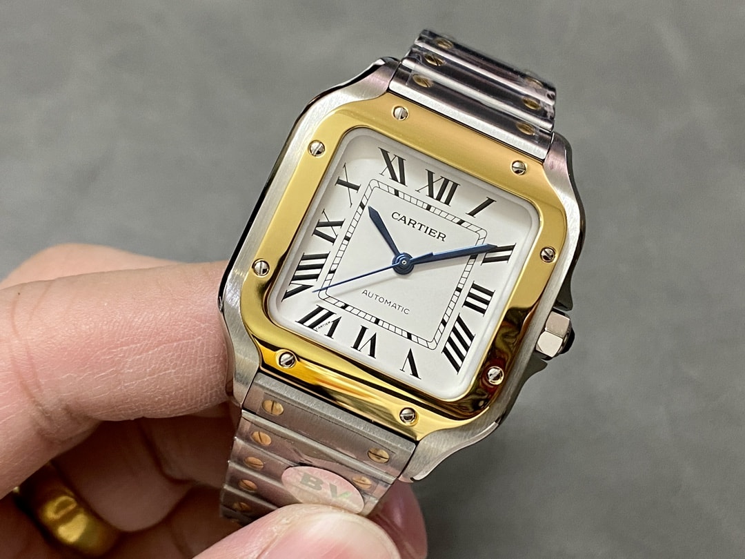 Fake Cartier Watch Santos medium model Manufacture mechanical movement Steel/Yellow Gold Silver Dial W2SA0016(1:1 replica)