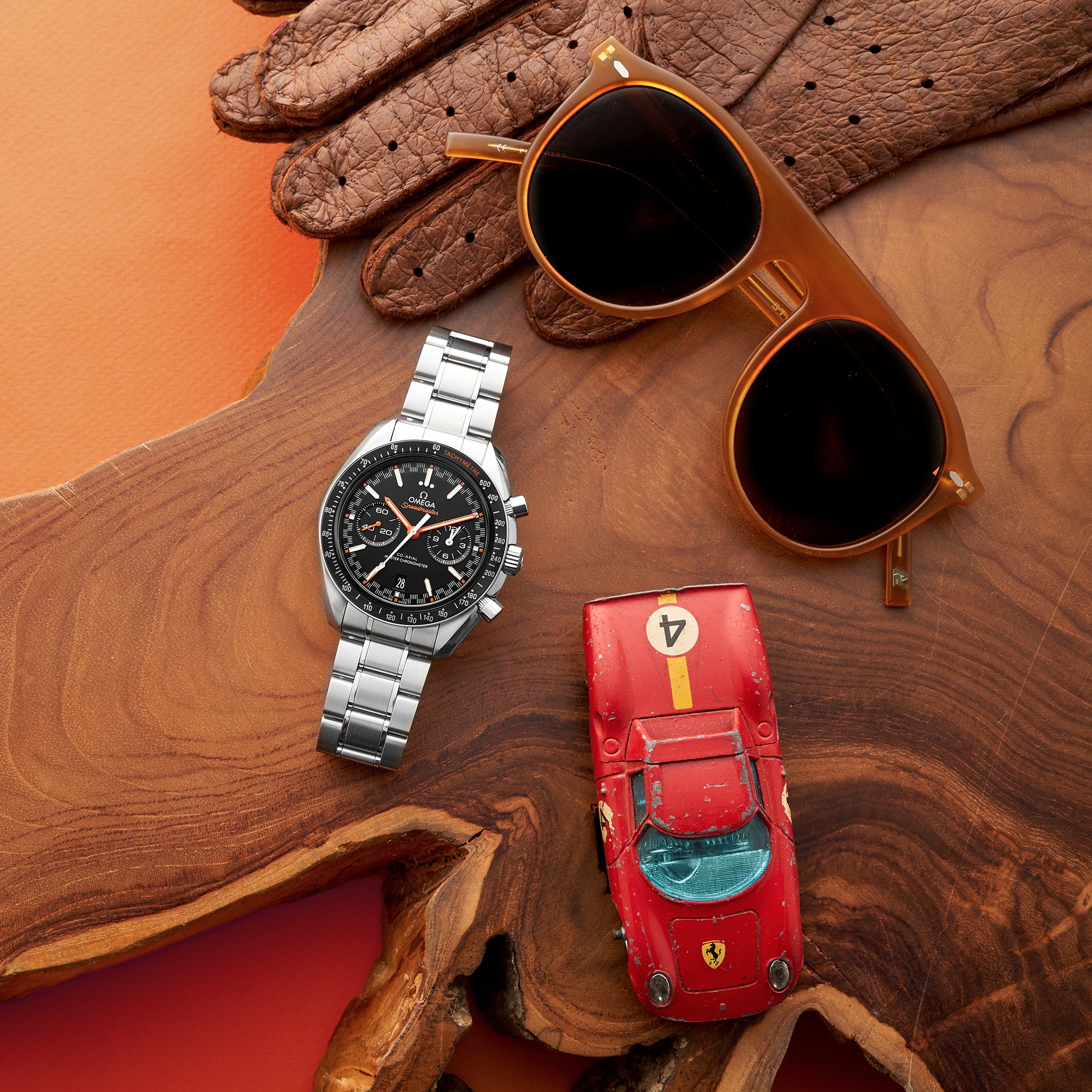 Speedmaster Racing Co-Axial Master Chronometer Chronograph 44.25mm Black Dial With Orange Accents On Bracelet(1:1 replica)