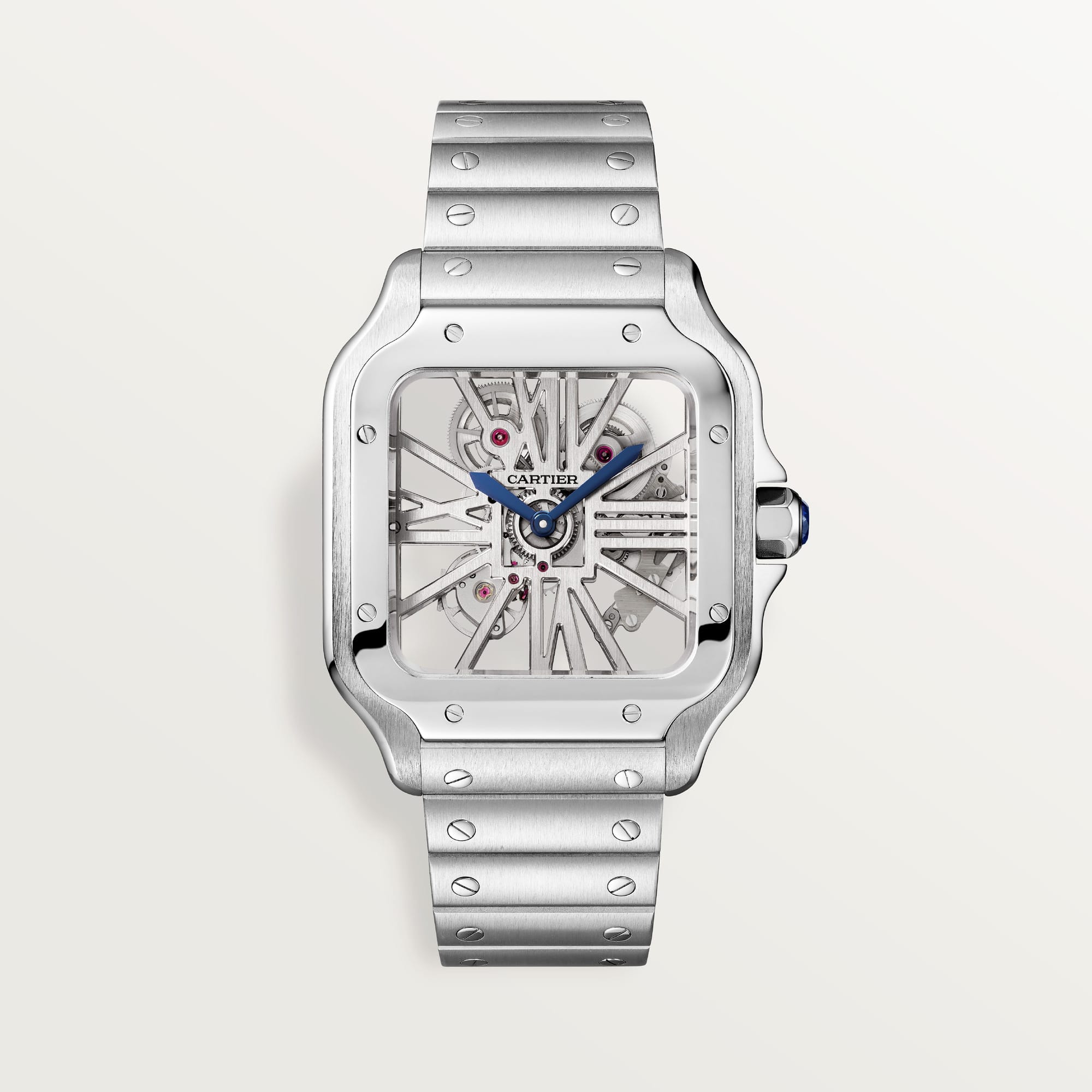 Fake Cartier Watch Santos large model mechanical movement Stainless Steel Skeleton Dial WHSA0015 TWF(1:1 replica)
