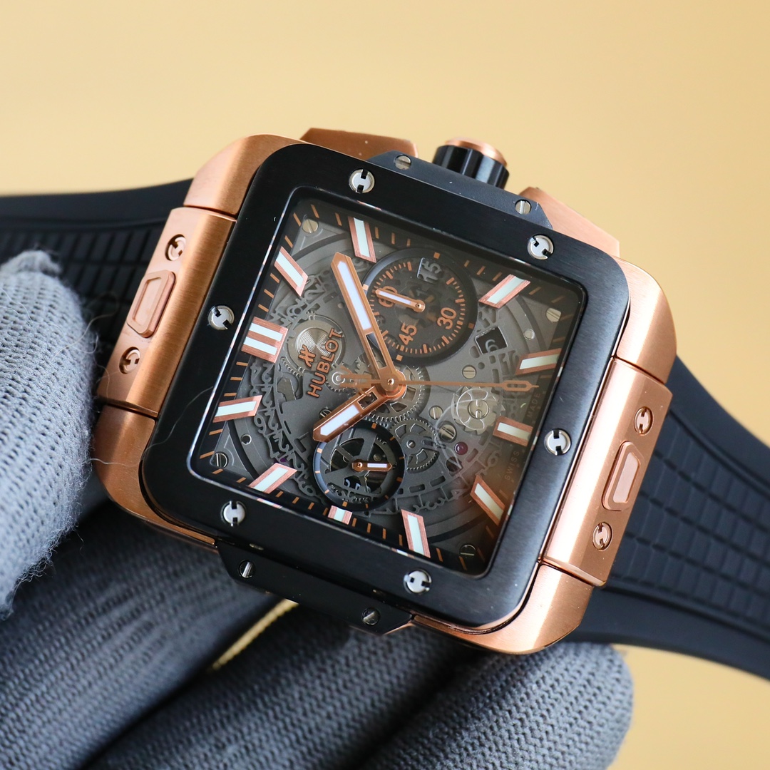 HUBLOT SQUARE BANG UNICO 45mm Rubber Strap(1:1 replica)