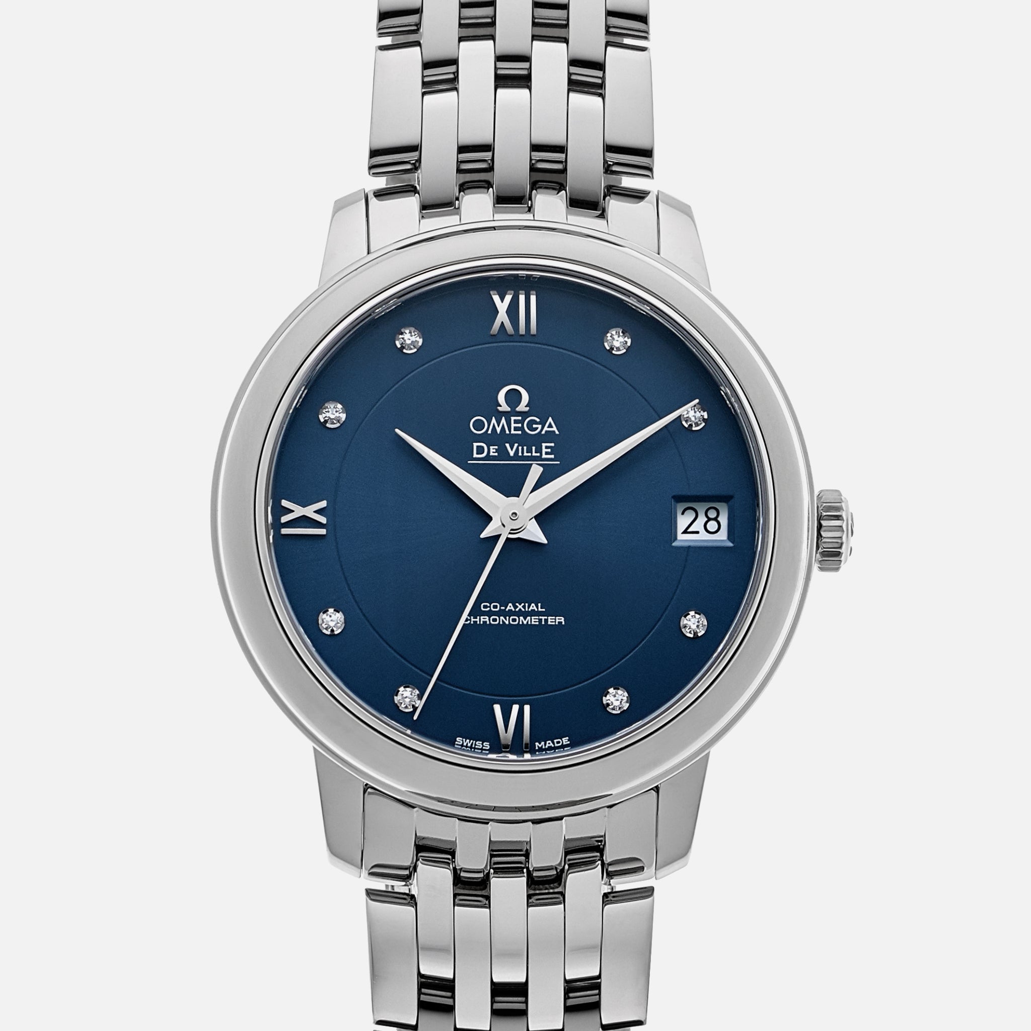 De Ville Prestige Co-Axial 32.7mm Stainless Steel With Diamonds(1:1 replica)
