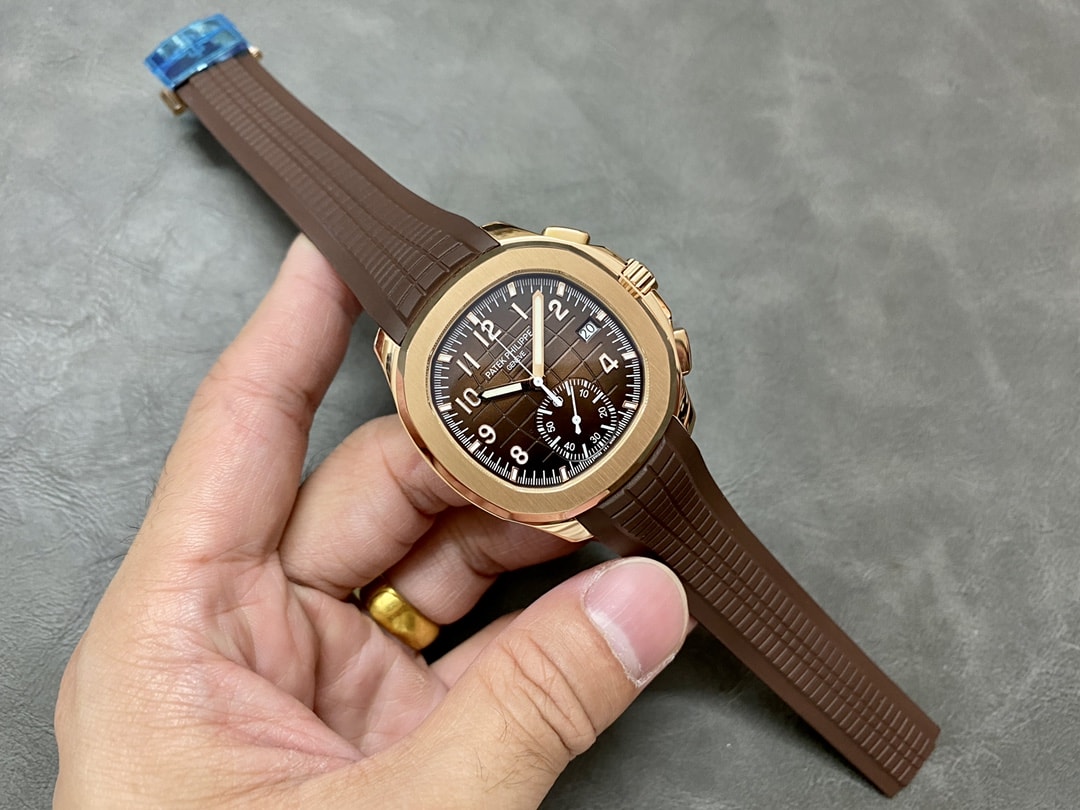 Fake Patek Philippe Replica Watch Aquanaut Chronograph Rose Gold Brown Dial 5968R-001 GRF(1:1 replica)