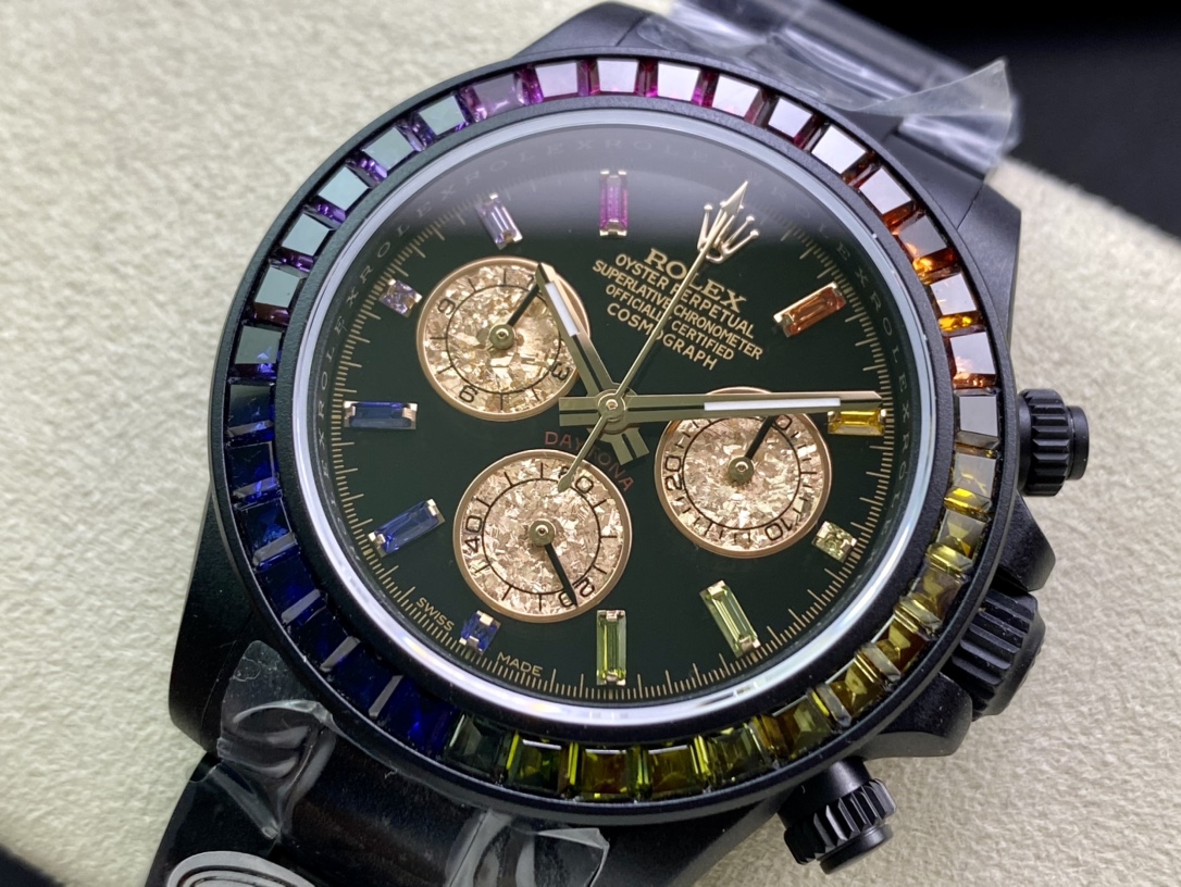 Rolex Daytona - Iridescent Diamond Modified Black Gold Dial(1:1 replica)