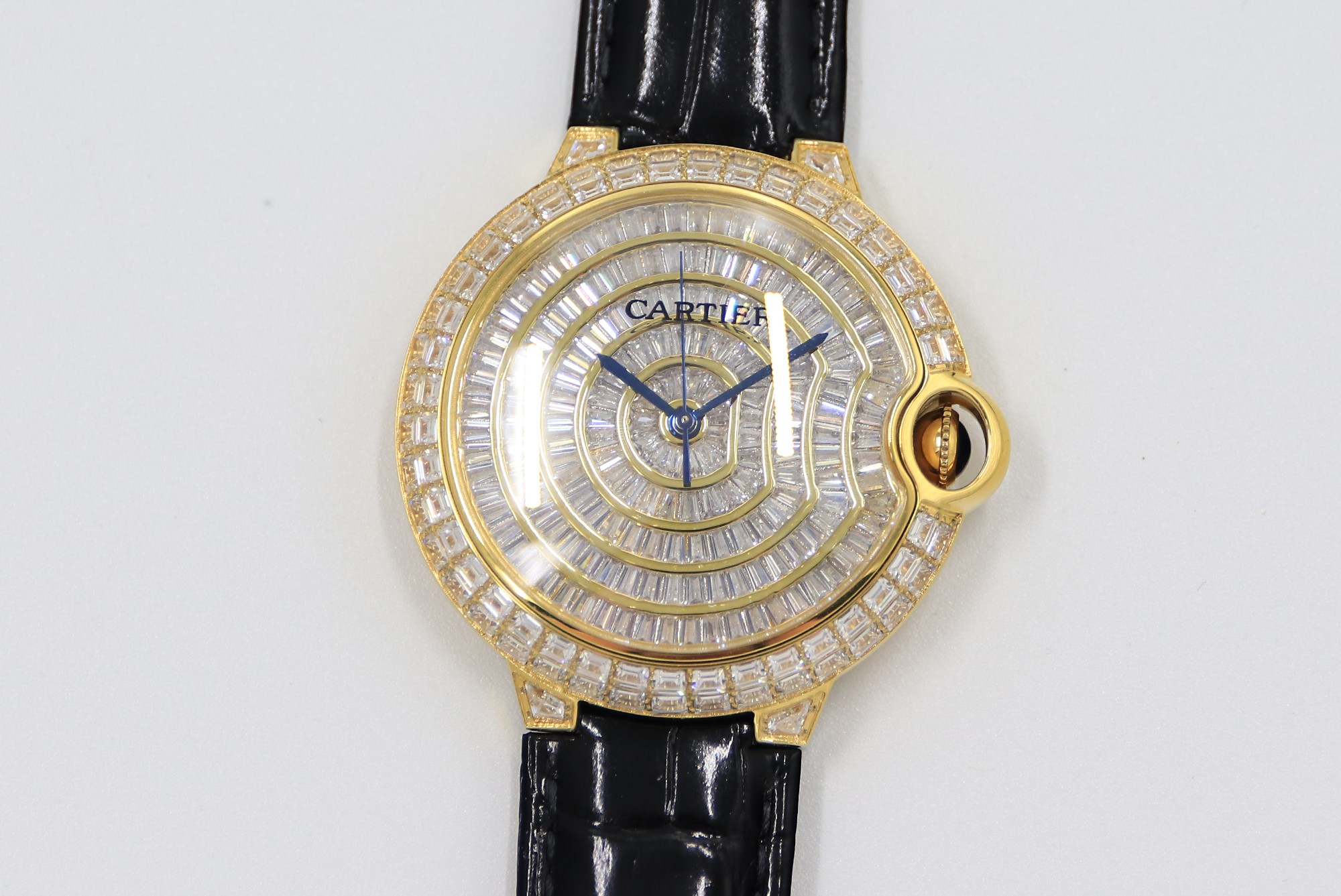 Cartier Blue Balloon Square Diamonds Sky Star Watch - Gold - Leather(1:1 replica)