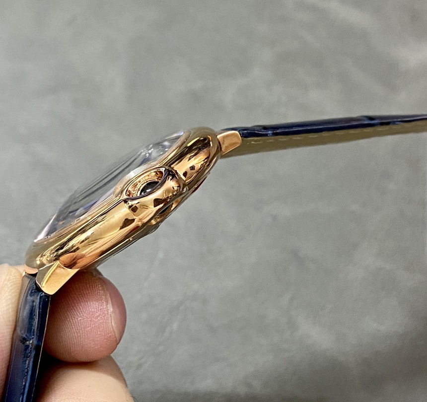 Ballon Bleu De Fake Cartier Watch Rose Gold 42mm Blue Dial Leather Strap WGBB0036 AF(1:1 replica)