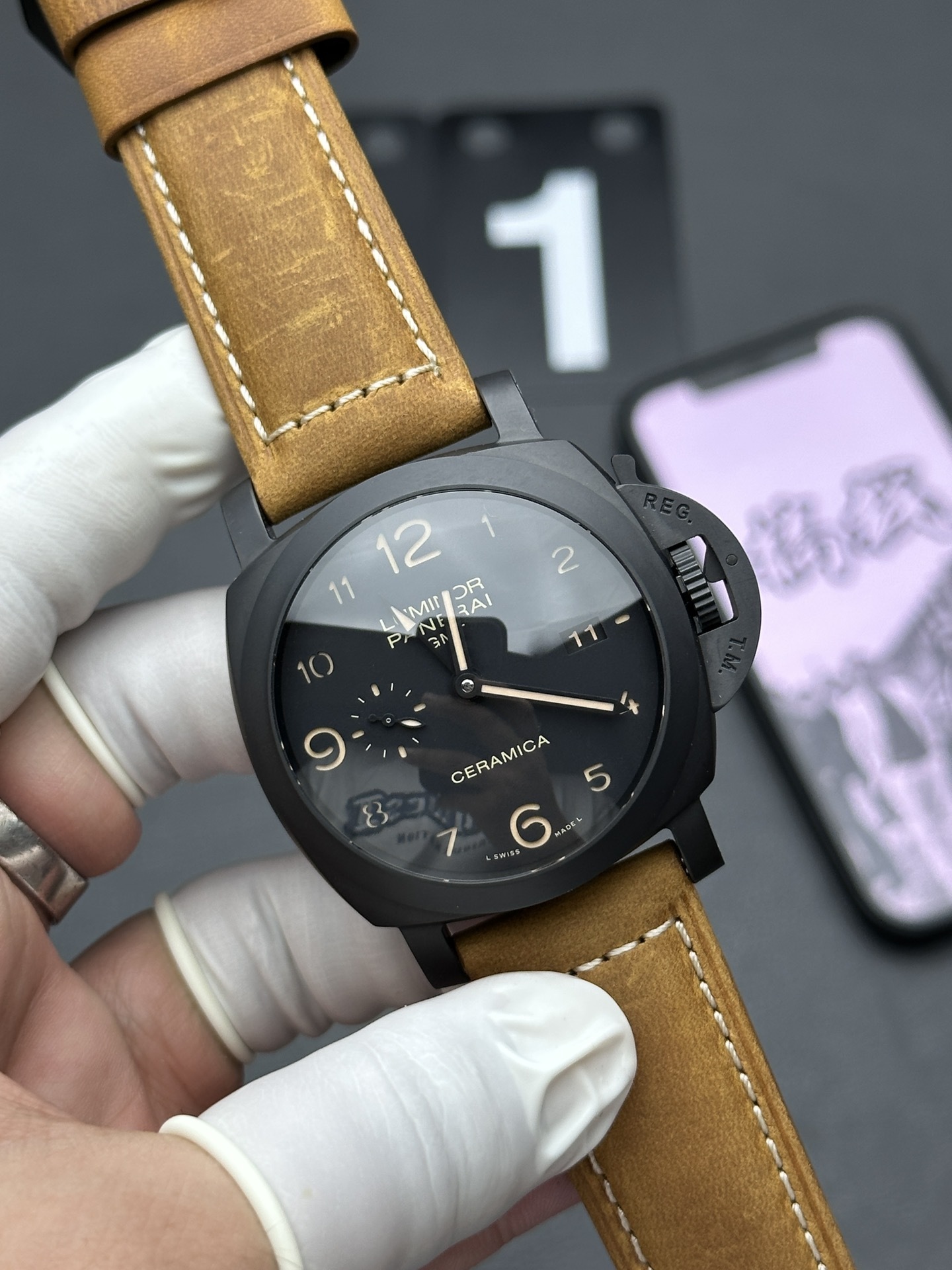 Panerai Luminor 1950  Automatic Black Ceramic - Leather Strap  PAM00441(1:1 replica)