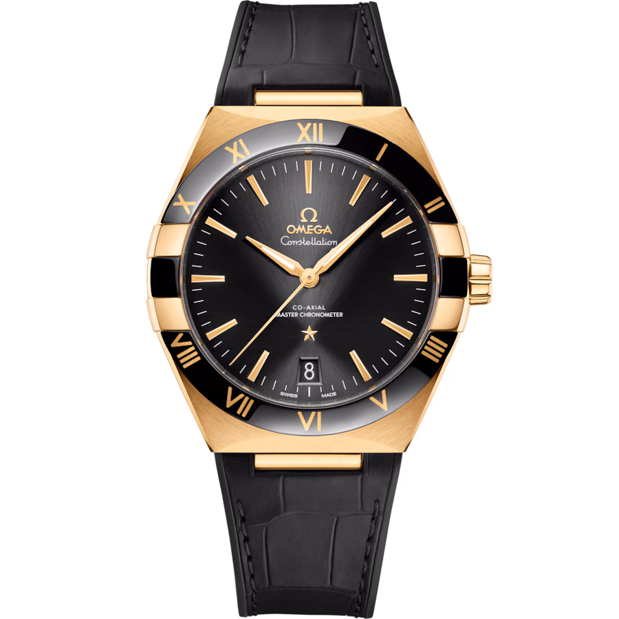 Constellation 41 mm, yellow gold on leather strap(1:1 replica)