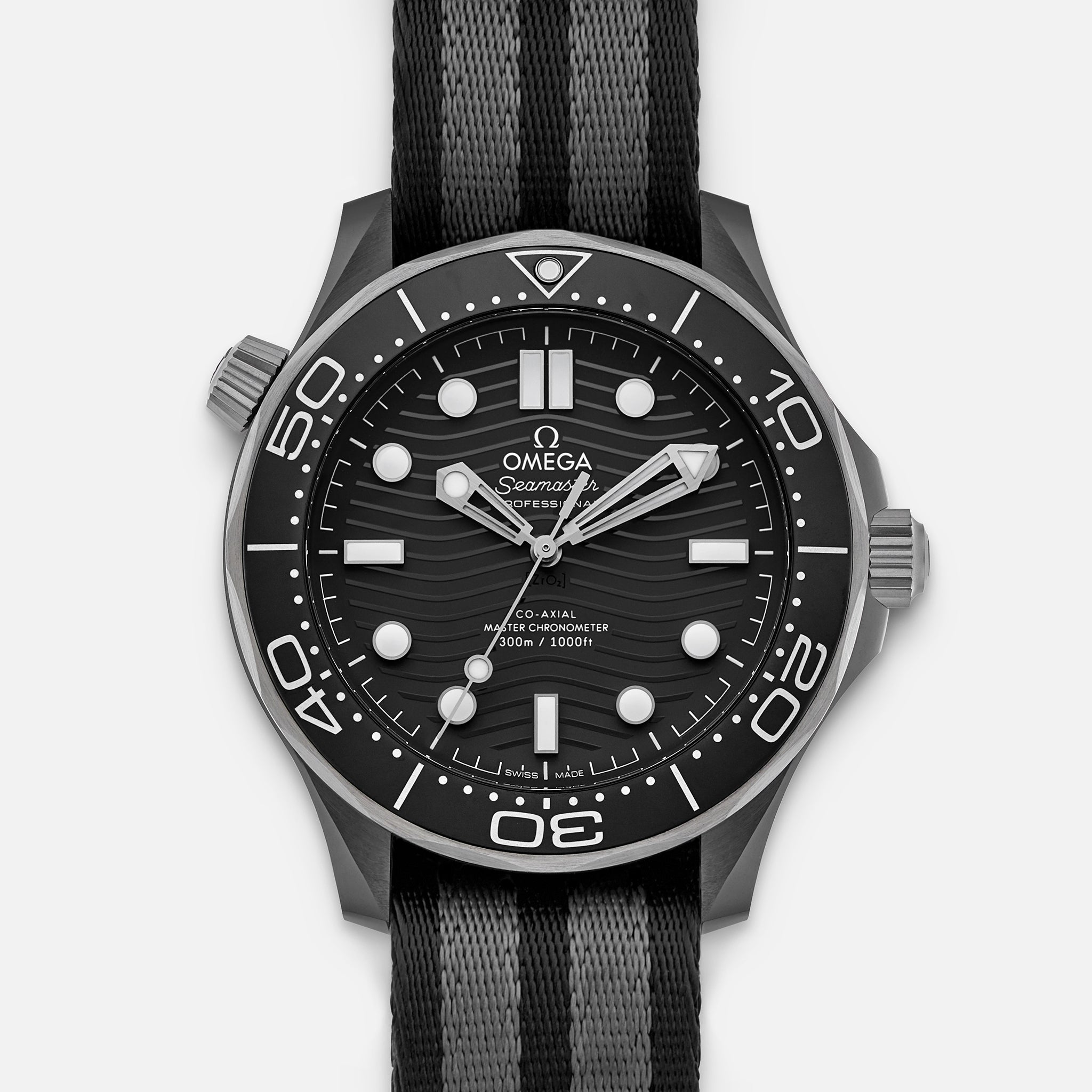Seamaster Diver 300M Co-Axial Master Chronometer 43.5mm Black Ceramic On NATO Strap(1:1 replica)