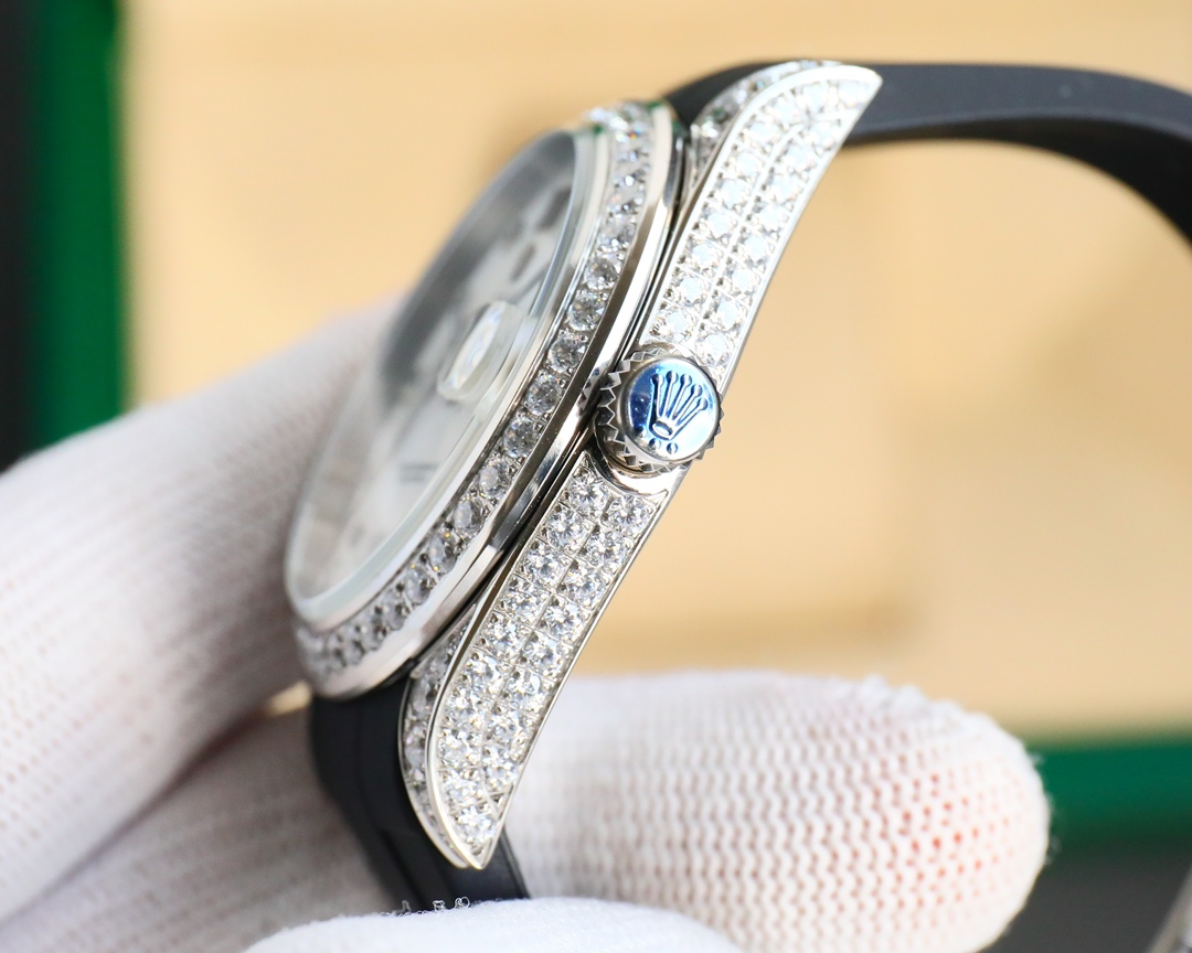 Rolex Logbook Full Luxury-Roman Diamond Dial-18k Nano-Technology 41MM-White(1:1 replica)