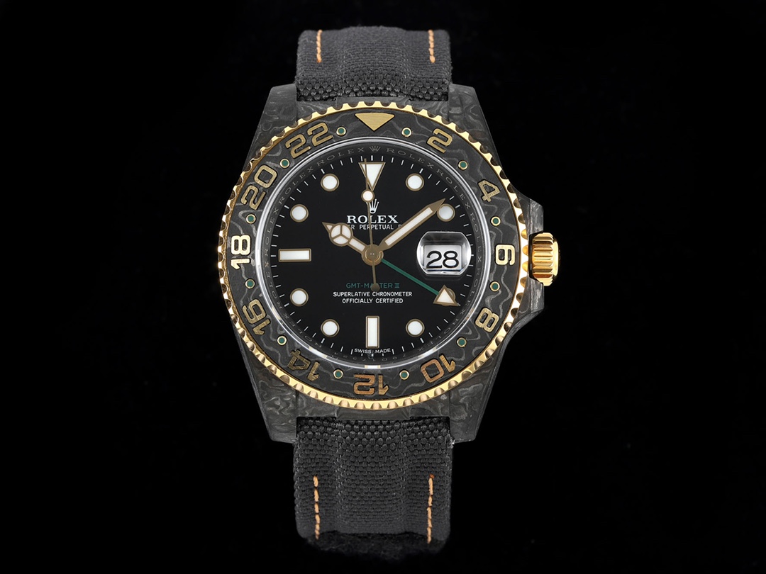 Diw New Rolex Ultra Limited Edition GMT-MASTER II-Carbon Fiber-Black Gold(1:1 replica)
