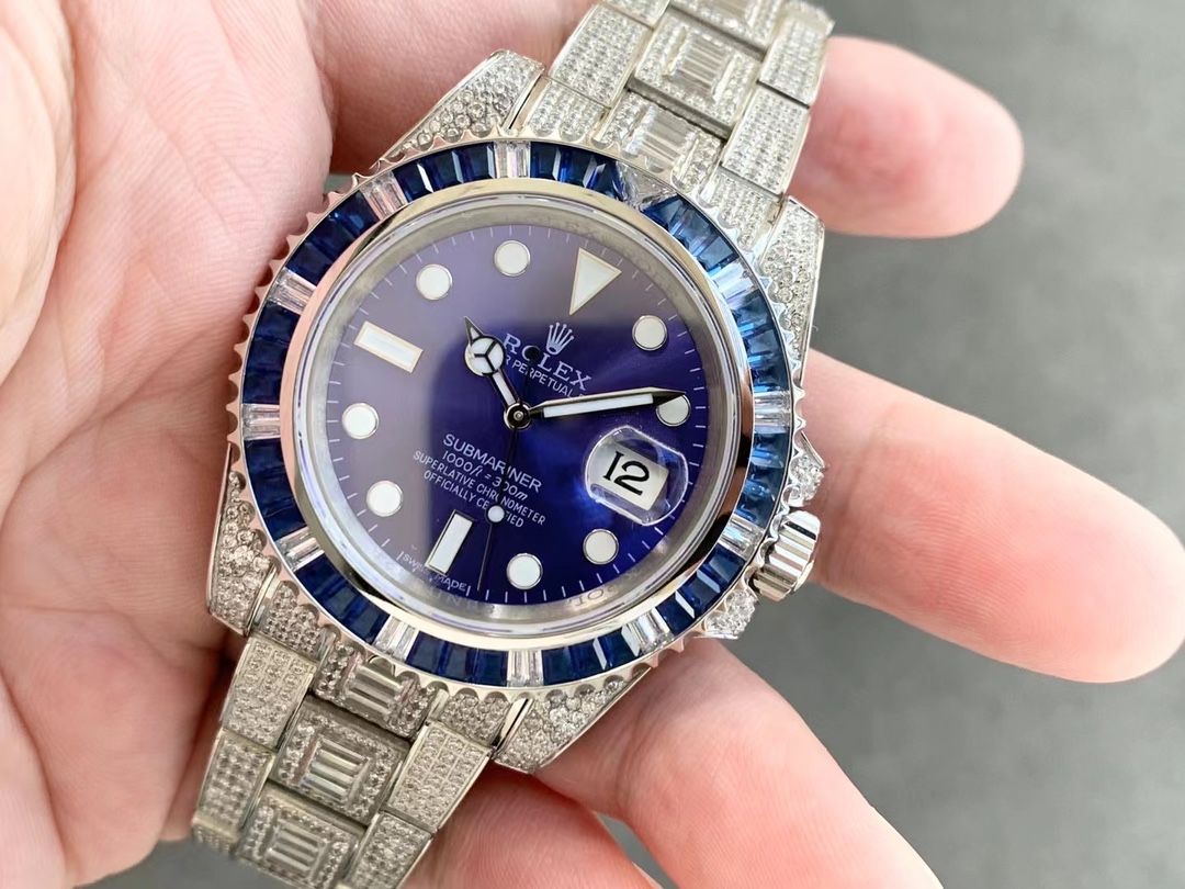 Rolex Submariner Diamond Pavé Special-Blue Diamonds-full diamonds-40MM(1:1 replica)