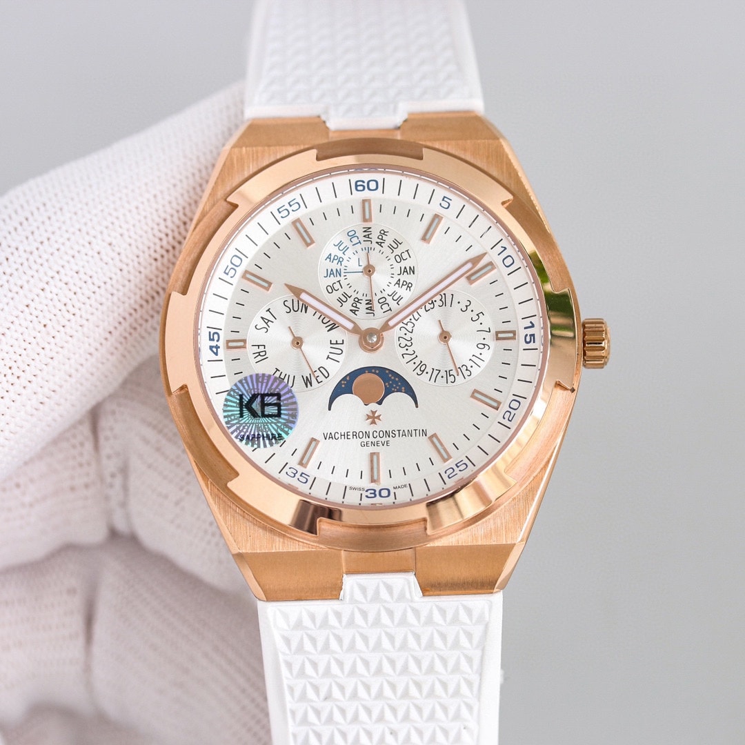 Fake Vacheron Constantin Replica Watches Overseas perpetual calendar ultra-thin 41.5 MM PINK GOLD 4300V/220R-B064(1:1 replica)