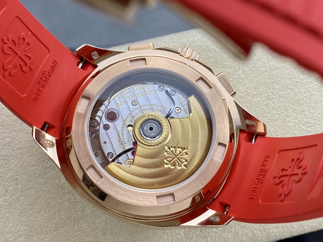 Fake Patek Philippe Replica Watch Aquanaut Luce Rainbow Chronograph Rose Gold Diamond/Gems Mother of Pearl Sapphire 7968/300R-001(1:1 replica)