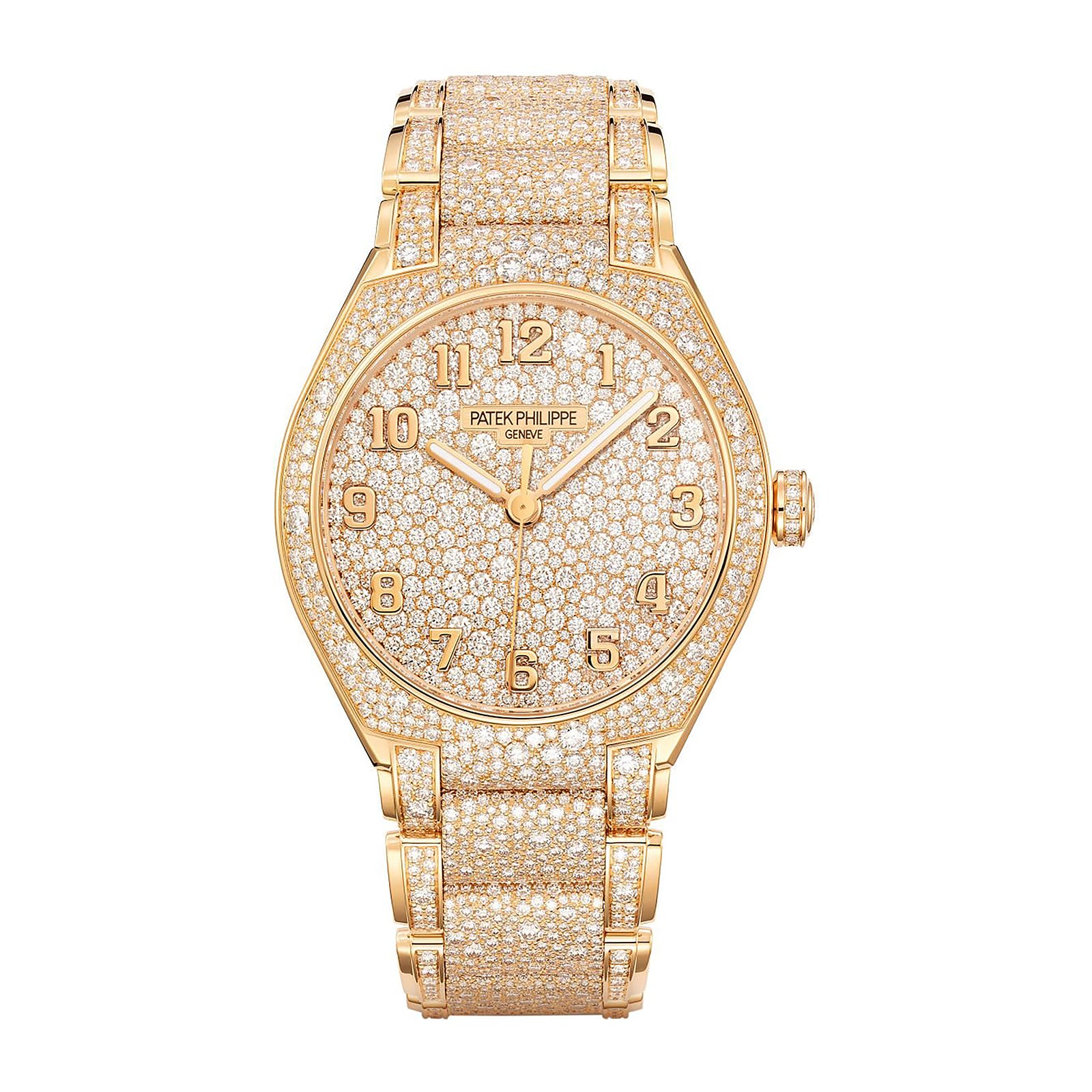 Fake Diamond Watch Replica Patek Philippe Twenty~4 Automatic Haute Joaillerie Rose Gold Diamond Paved Dial & Bracelet 7300/1450R-001(1:1 replica)