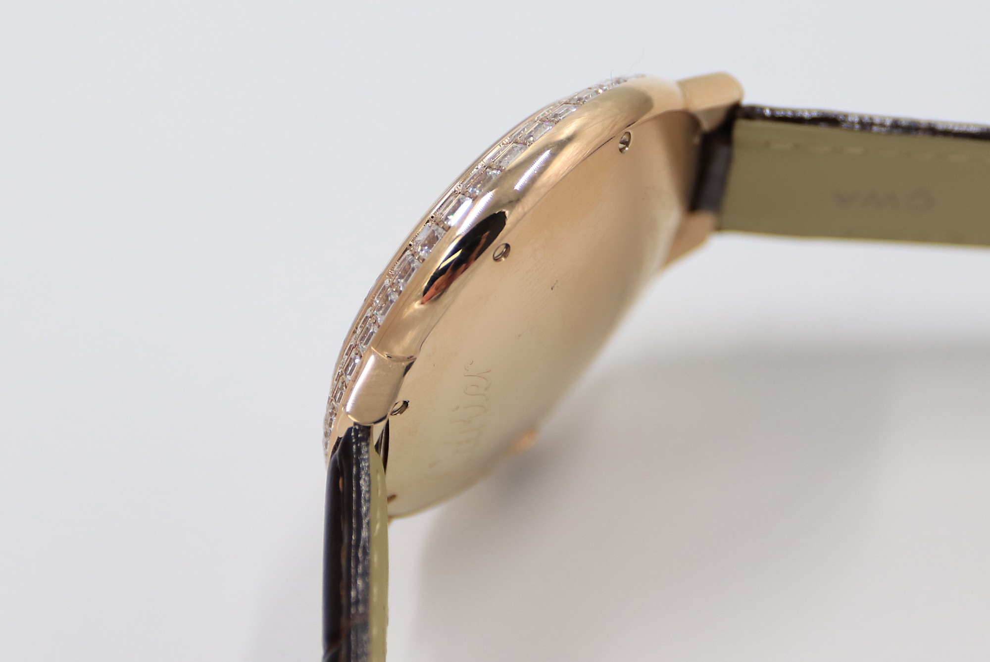 Cartier Blue Balloon Square Diamonds Full Sky Watch-Roman Numerals-Rose Gold-Leather-42mm(1:1 replica)