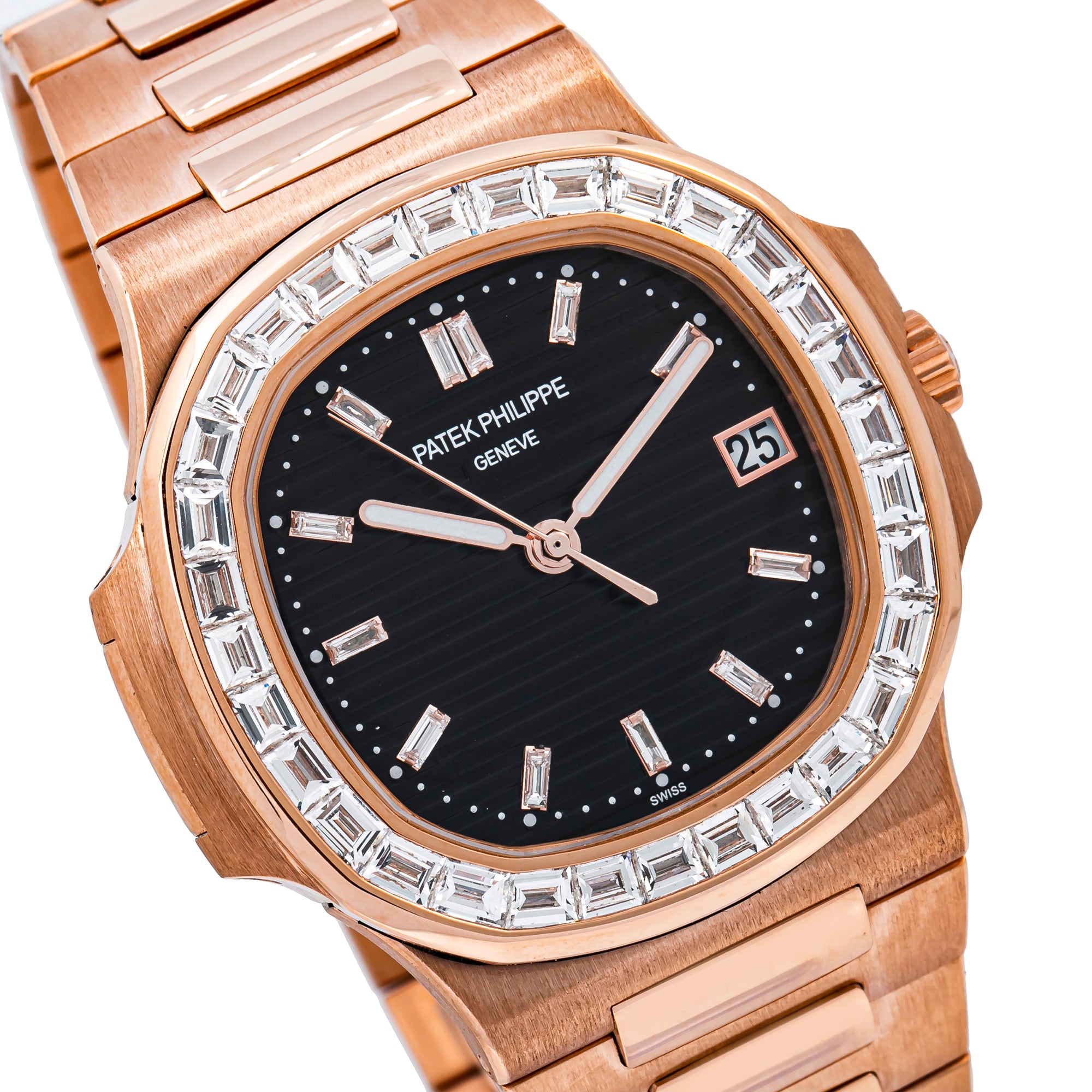 Patek Philippe Nautilus 5711 40MM Black Diamond Dial With Rose Gold Bracelet(1:1 replica)