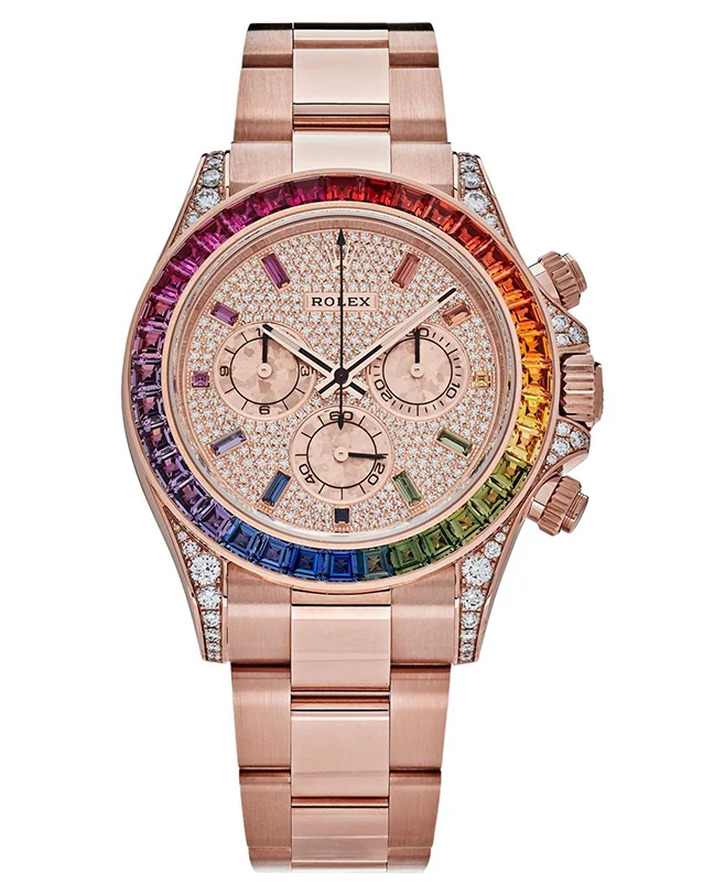 Rolex Daytona Rose Gold Rainbow Bezel Diamond Dial 116595RBOW(1:1 replica)