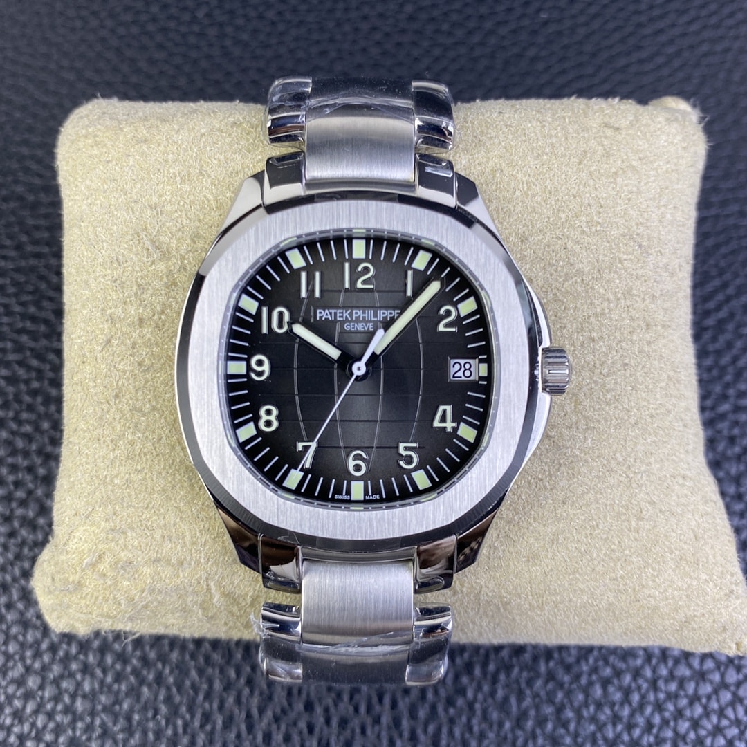 Fake Patek Philippe Replica Watch Aquanaut Date Sweep Seconds Stainless Steel Black Dial 5167/1A-001 3KF(1:1 replica)