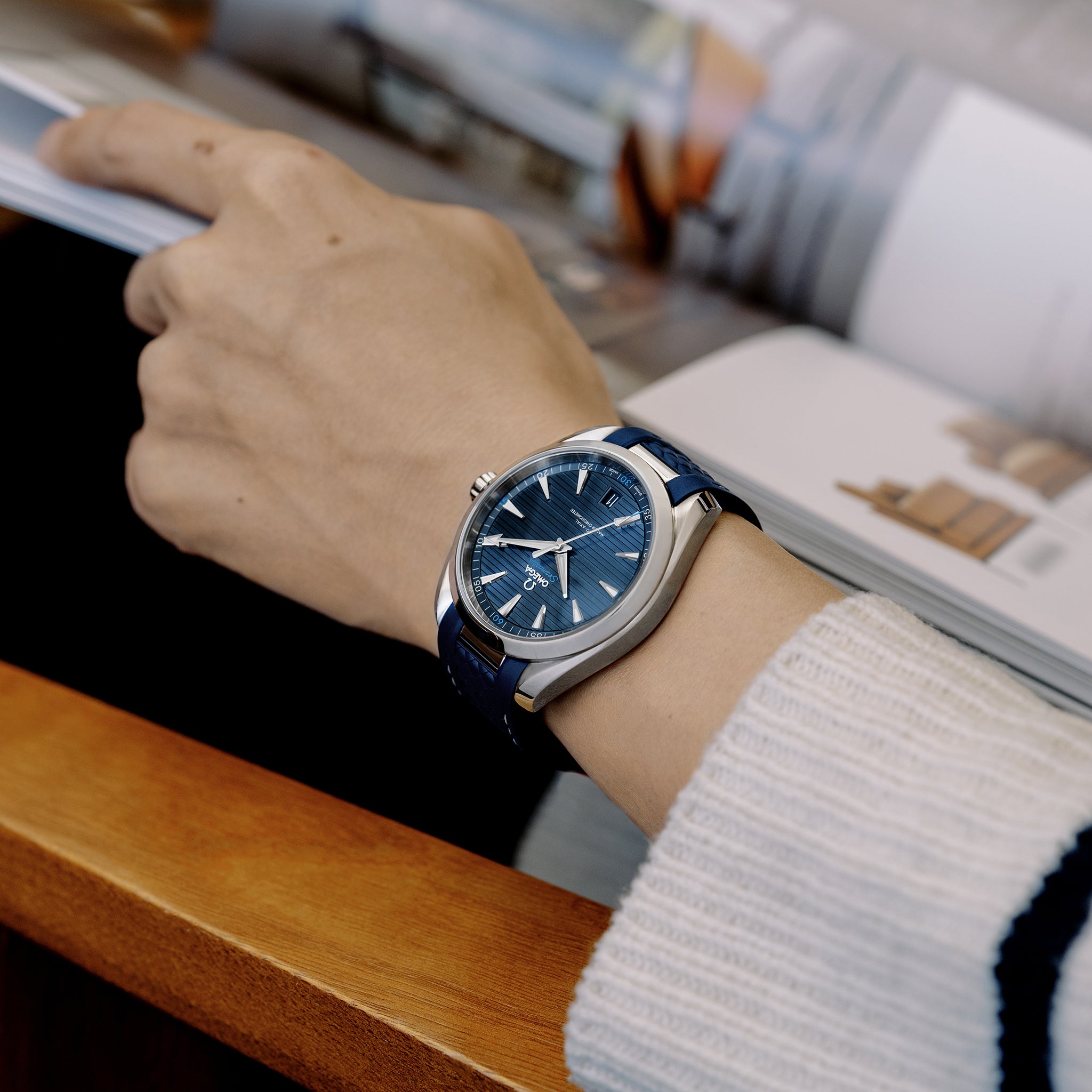 Seamaster Aqua Terra 150M Co-Axial Master Chronometer 41mm Blue Dial On Rubber Strap(1:1 replica)