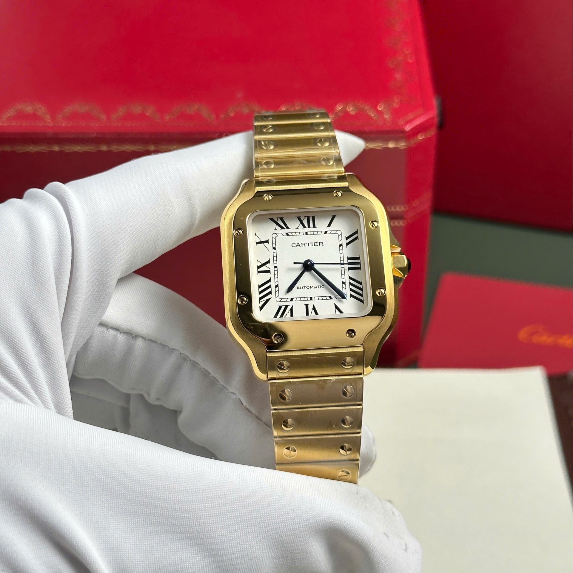 Cartier Santos Womens White Dial Best Replica Watch BV Factory 35.2mm