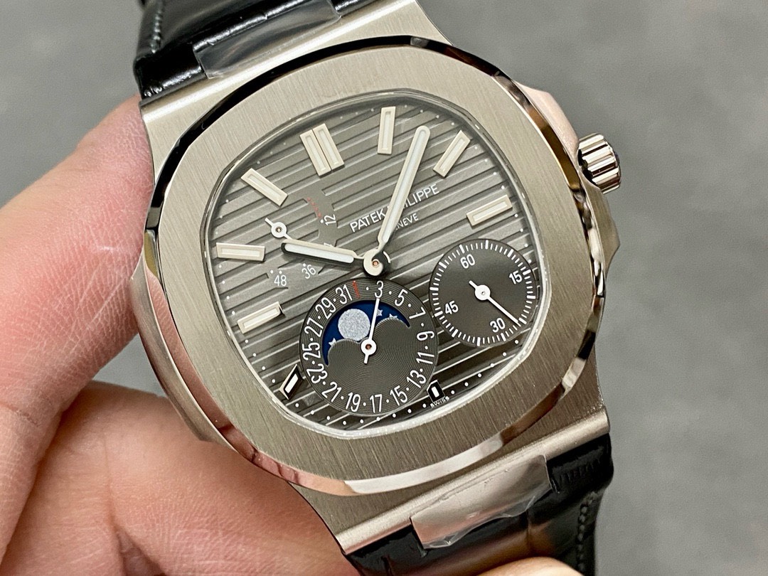 Patek Philippe Best Replica Watch Nautilus 5712 Gray Dial Leather Strap PPF 40mm