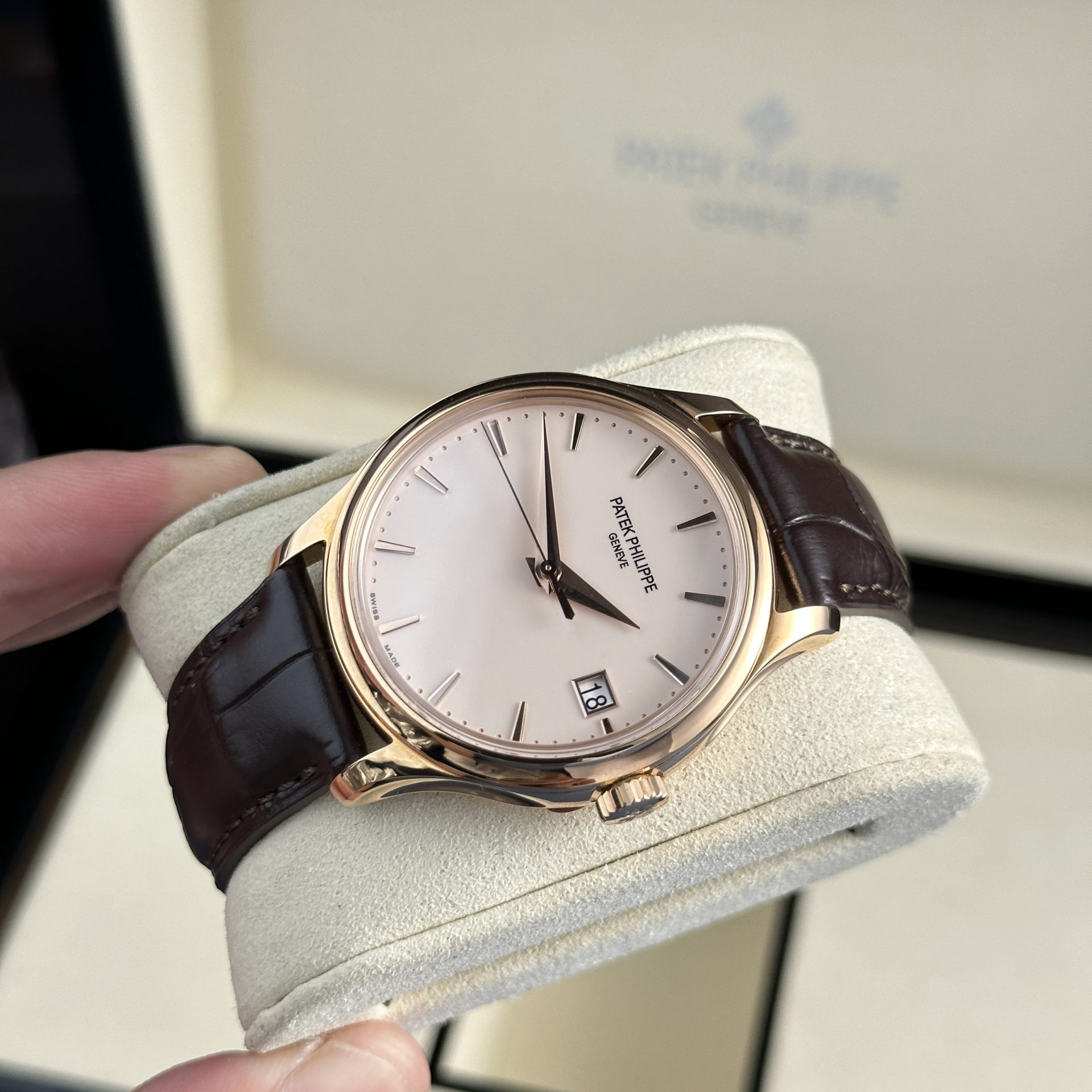 Patek Philippe Replica Watches Calatrava 5227R Leather Strap 3K Factory 39mm