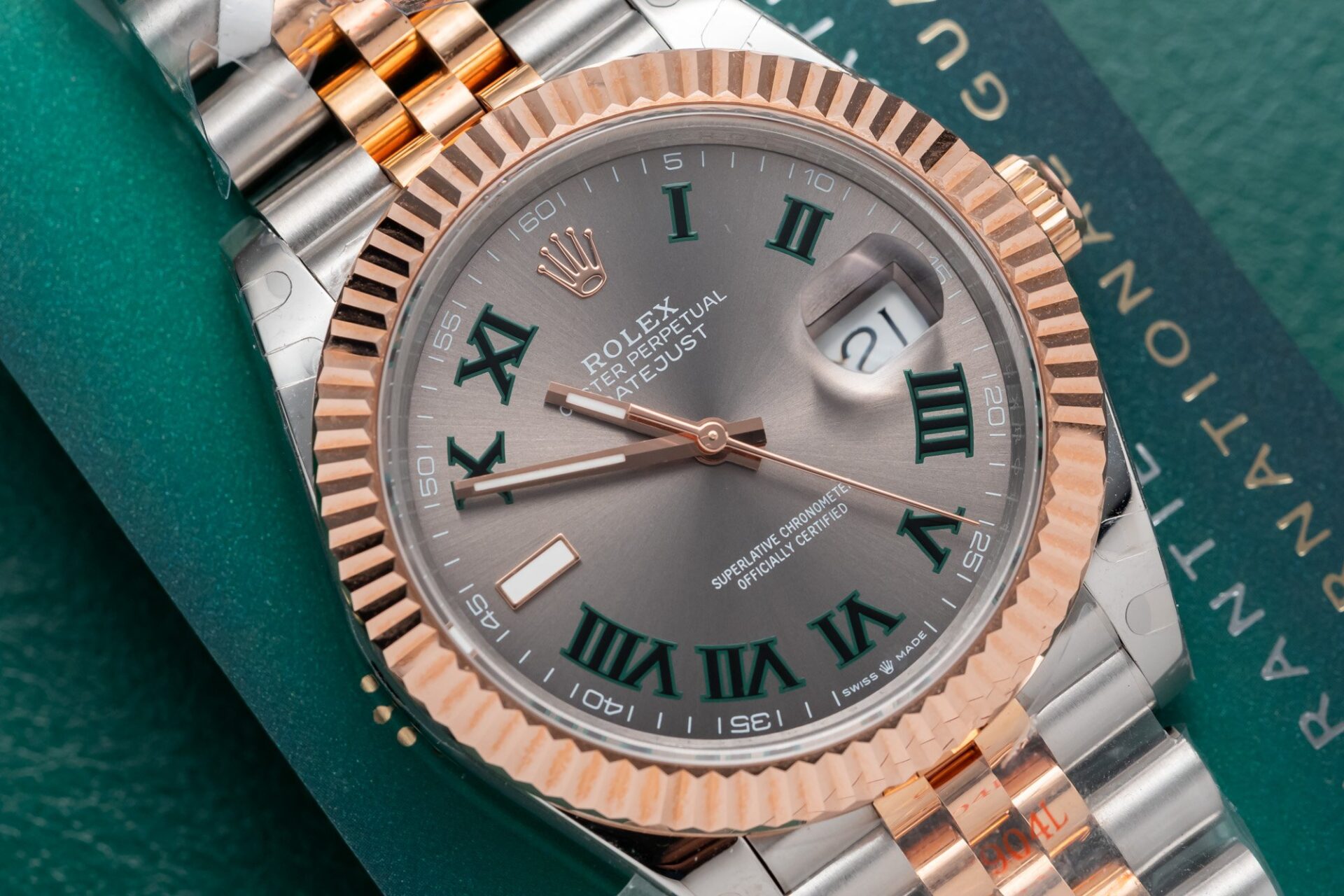 Rolex Best Replica Watch DateJust Rose Gold Wrapped Wimbledon Dial GM Factory 41mm