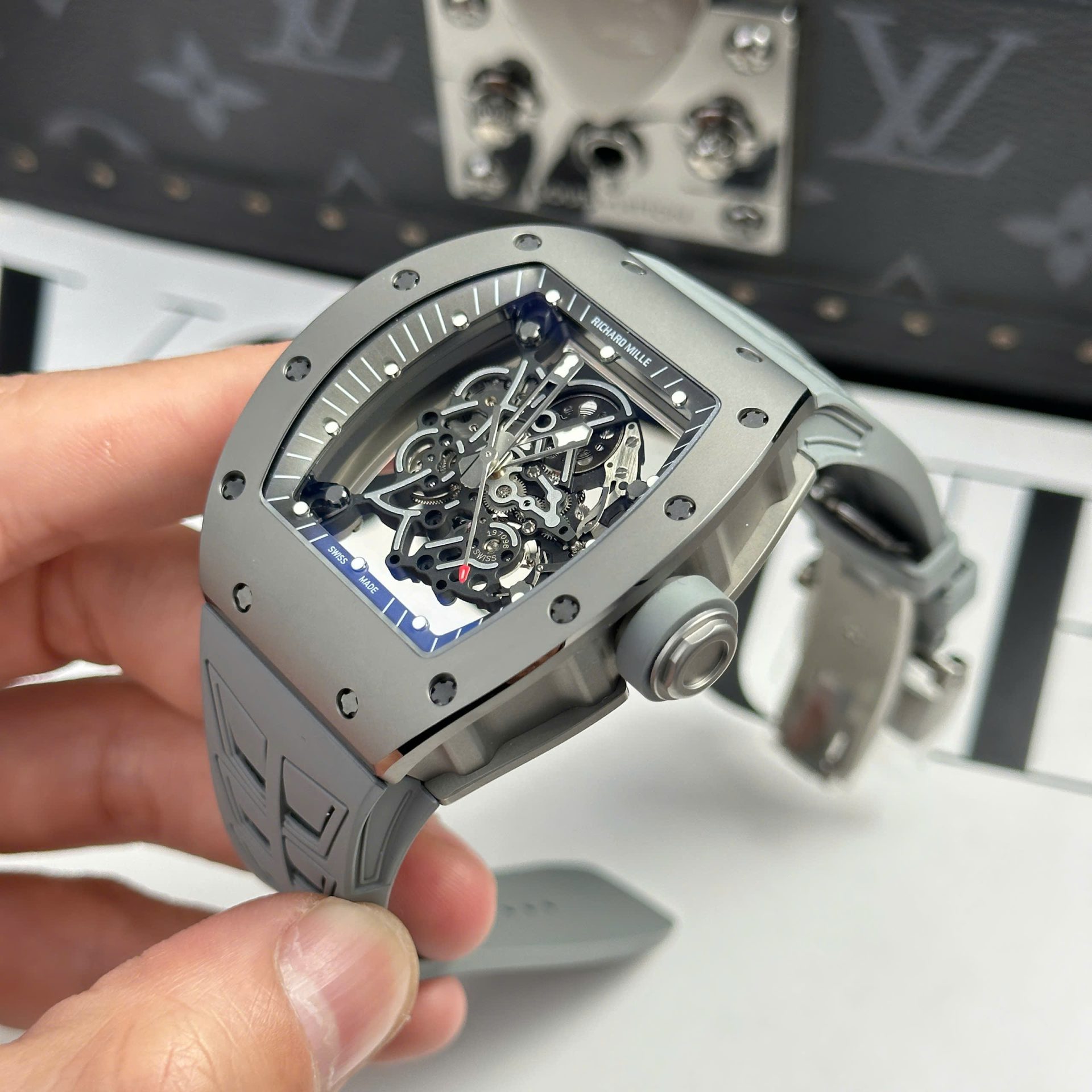 Richard Mille Best Copies Watch RM055 Bubba Watson Grey Ceramic Rubber Strap ZF Factory 42.7 49.9mm