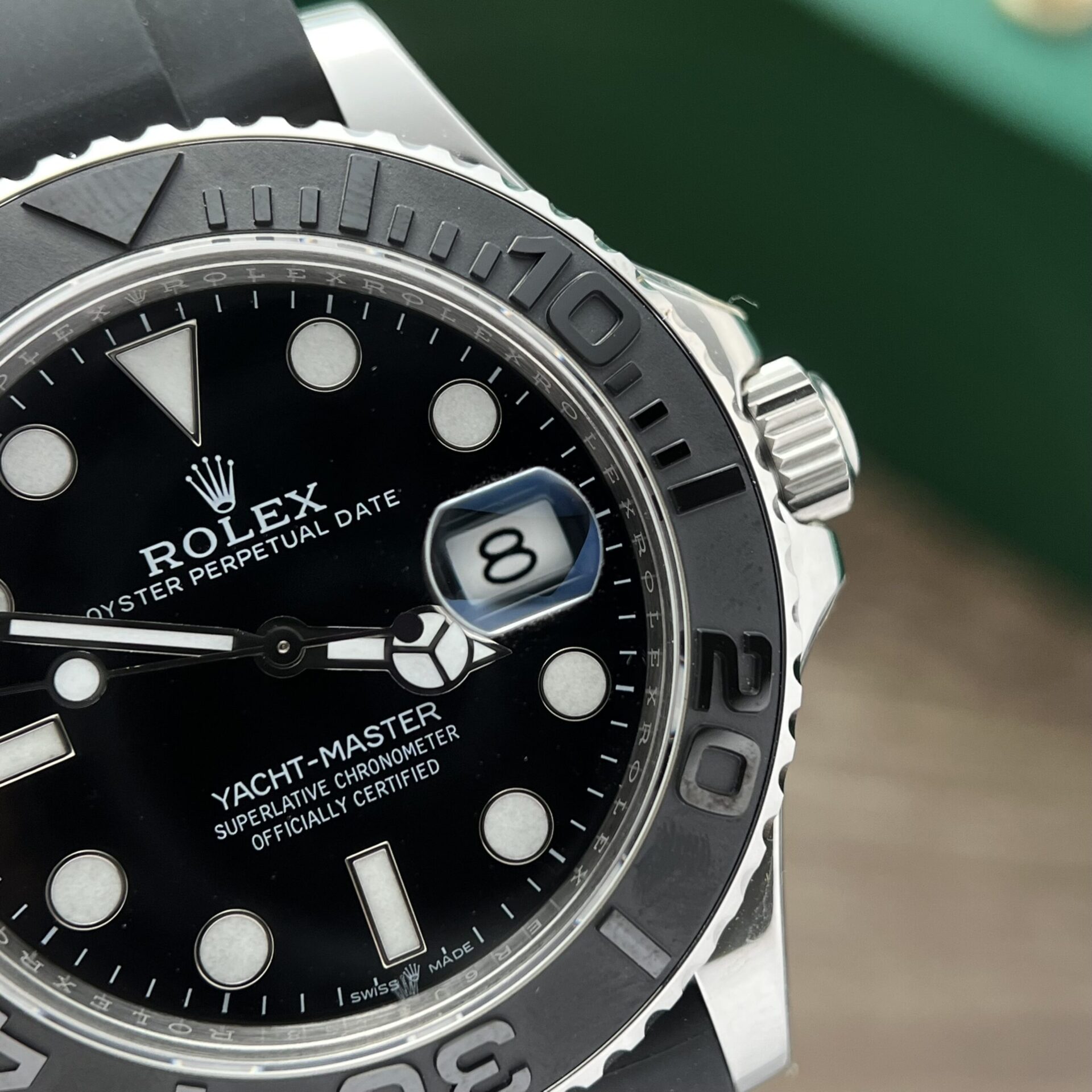 Rolex Fake Clone Yacht-Master Black Dial Rubber Strap EW Factory 40mm