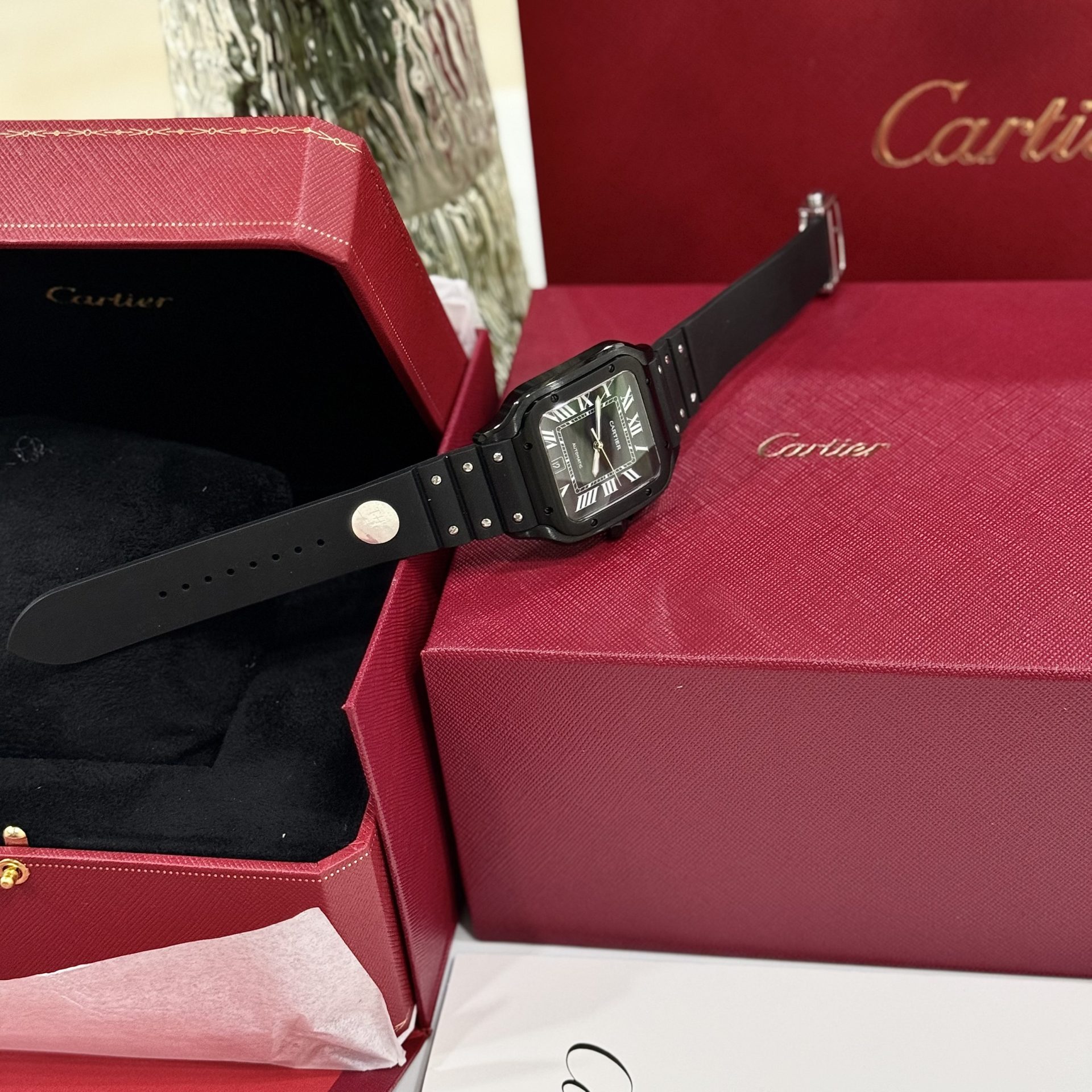 Cartier Replica Watch Santos WSSA0039 Black Rubber Strap BV Factory 39.8mm