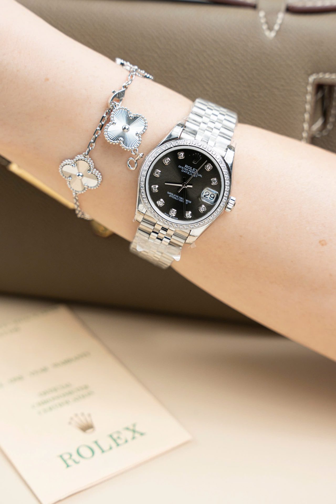 Rolex DateJust Lady Clone Watch Gray Dial Jubilee Strap 31mm