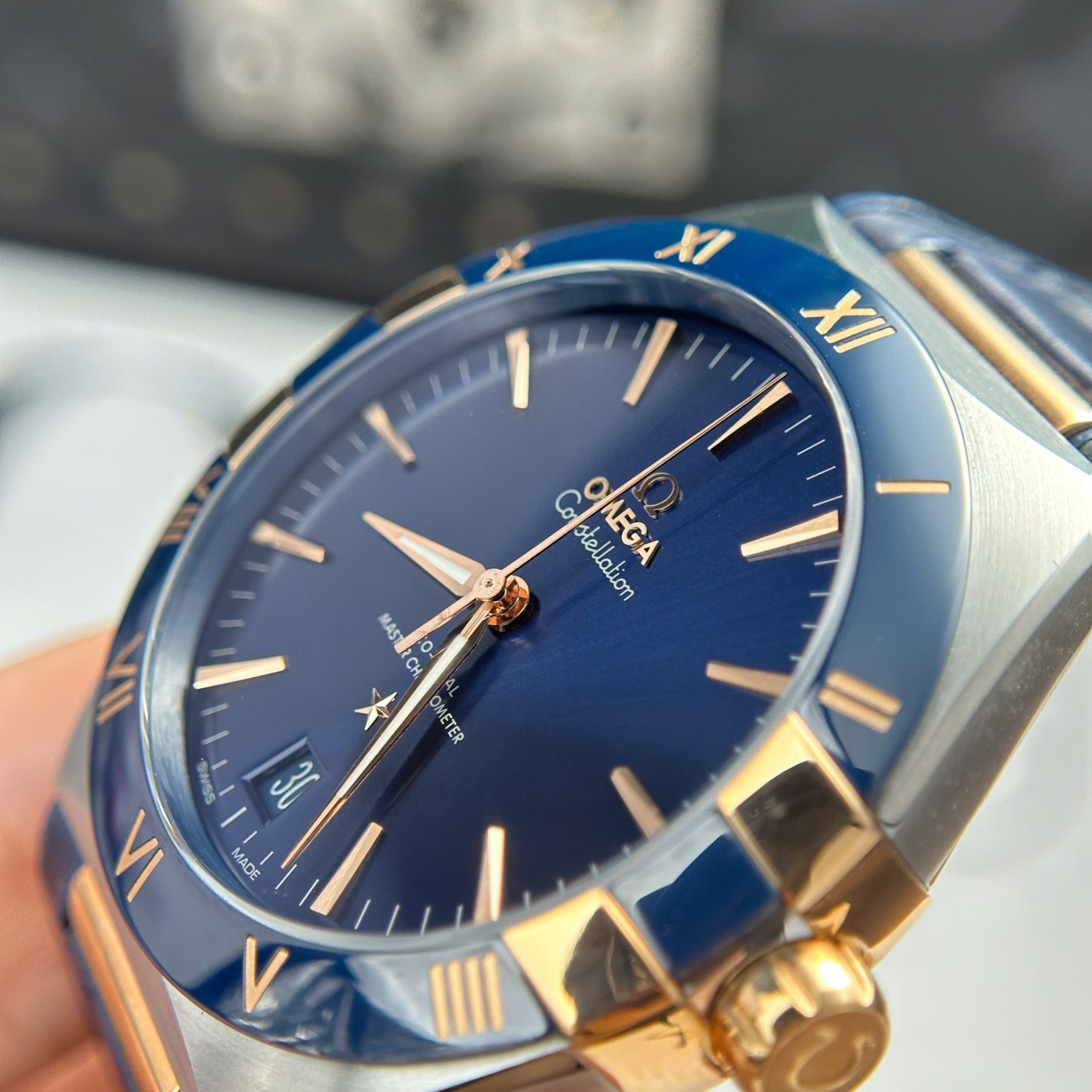 Omega Constellation Best Replica Watch Bezel Ceramic Blue VS Factory 41mm