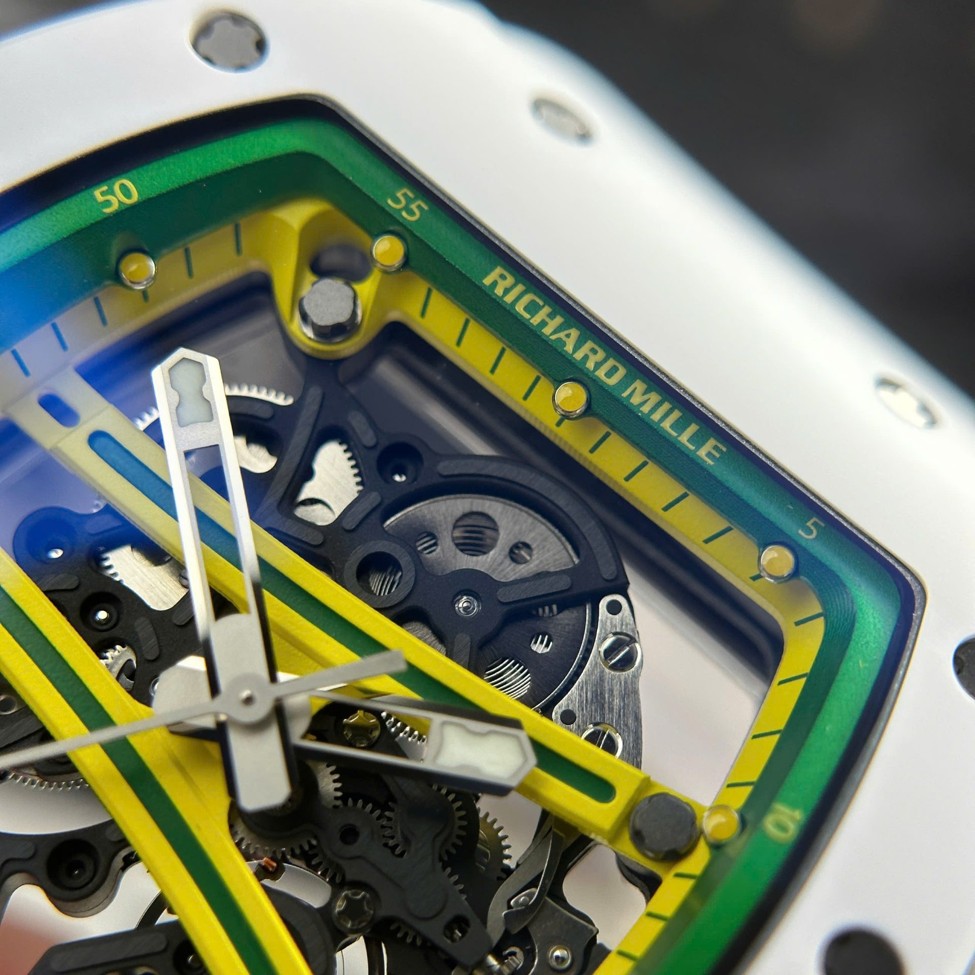 Richard Mille Best Copies Watch RM61-01 Manual Winding Yohan Blake Ceramic White ZF 42.7 50.23mm