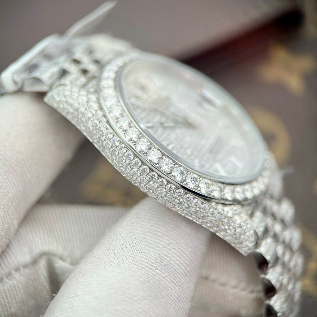 Rolex Replica Watch DateJust Custom Full Diamonds Moissanite 41mm