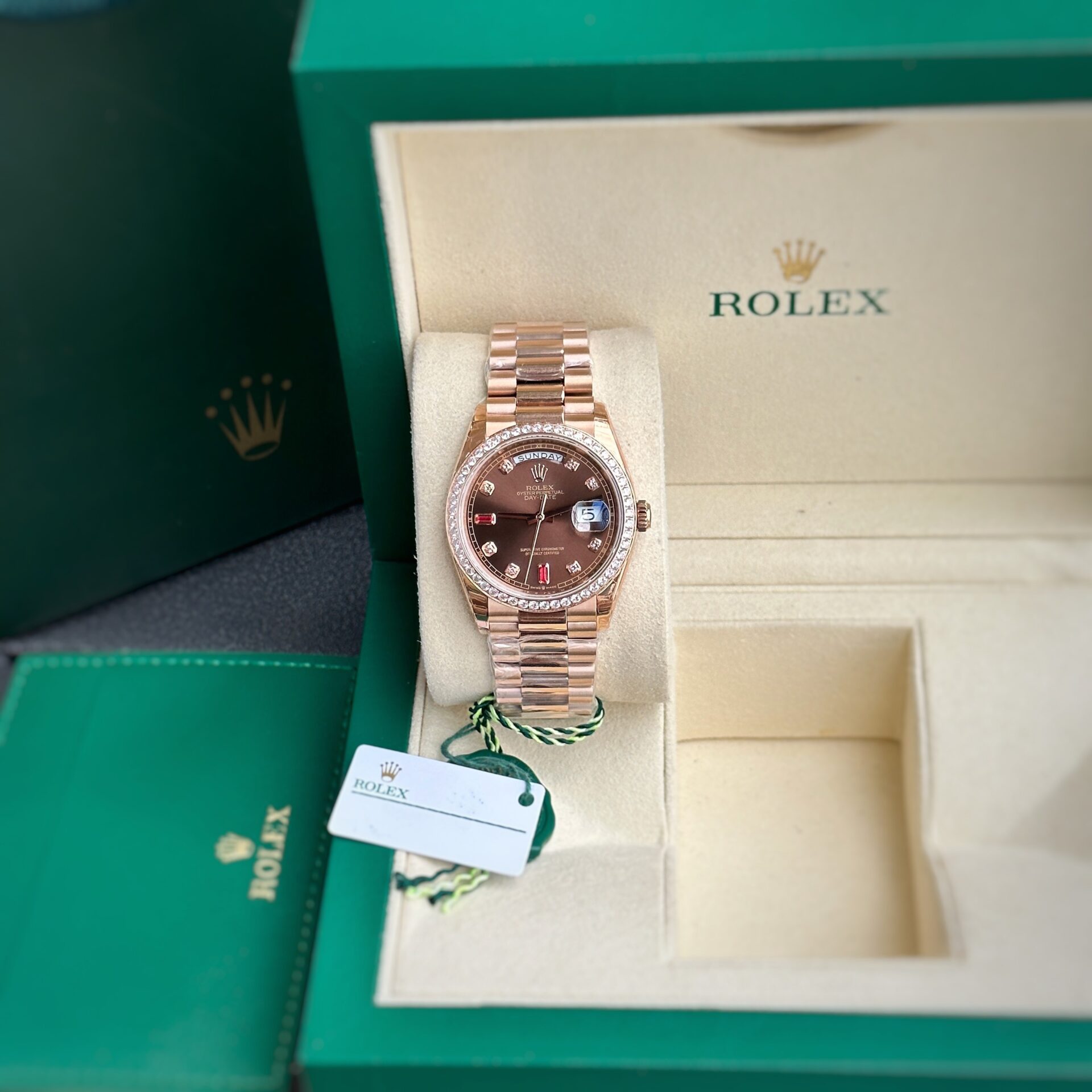 Rolex Fake Watch Day-Date Dial Chocolate President Dial EW Factory 36mm