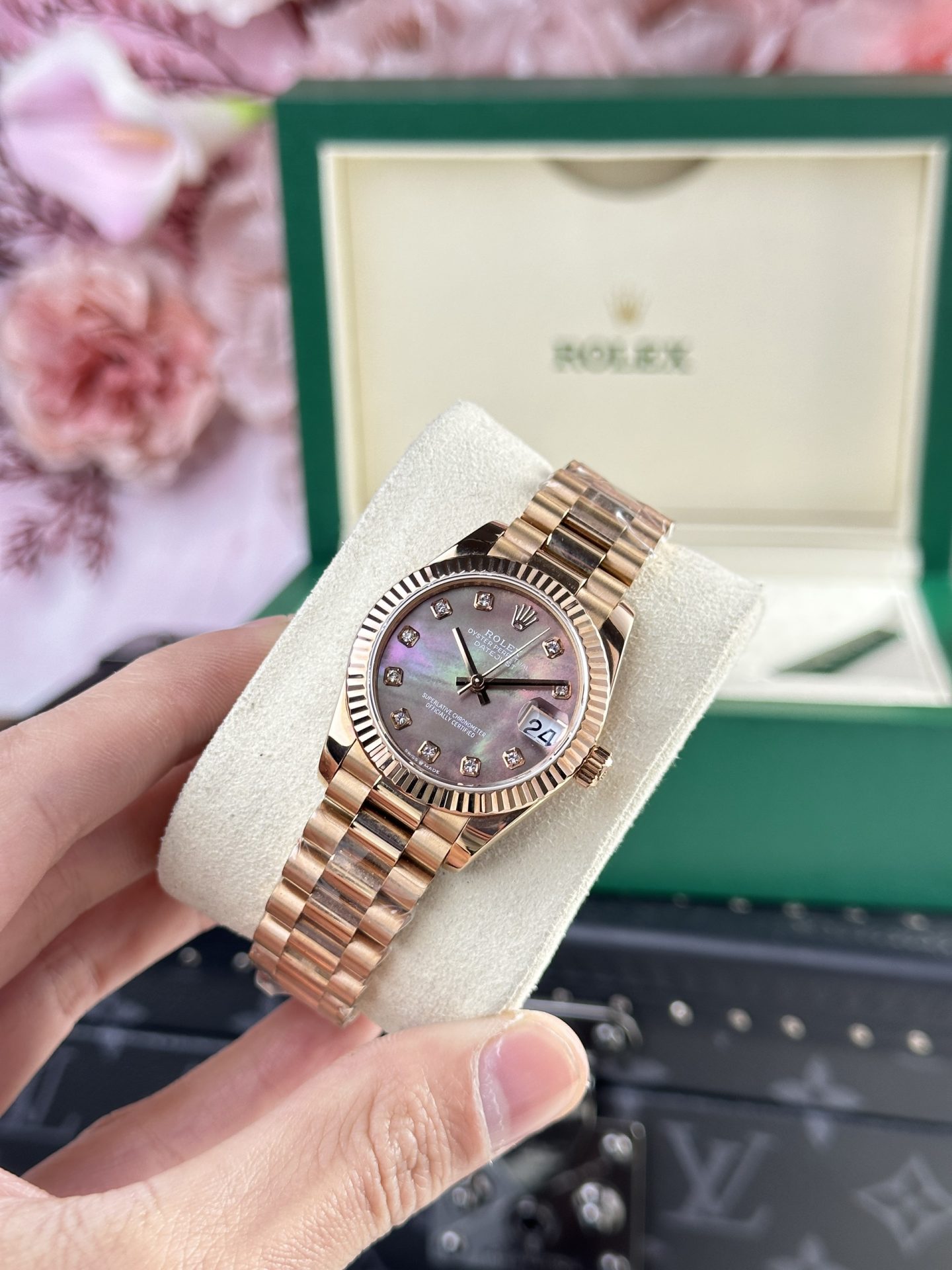 Rolex Replica Watch DateJust Rose Gold 178275 Mother Of Pearl Dial 31mm