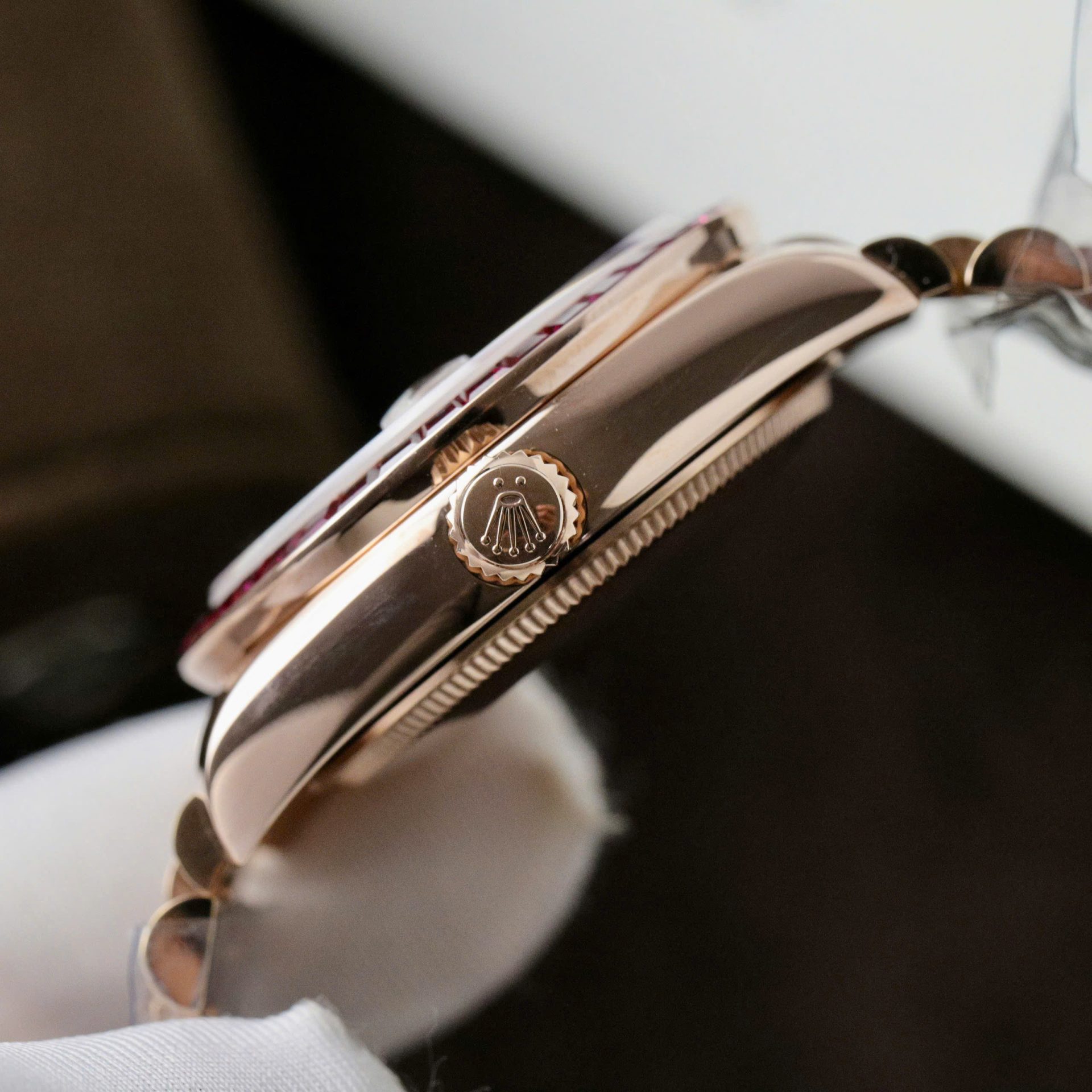 Rolex DateJust Women Custom Gold Wrapped + Ruby Baguette + Diamonds Moissanite 31mm