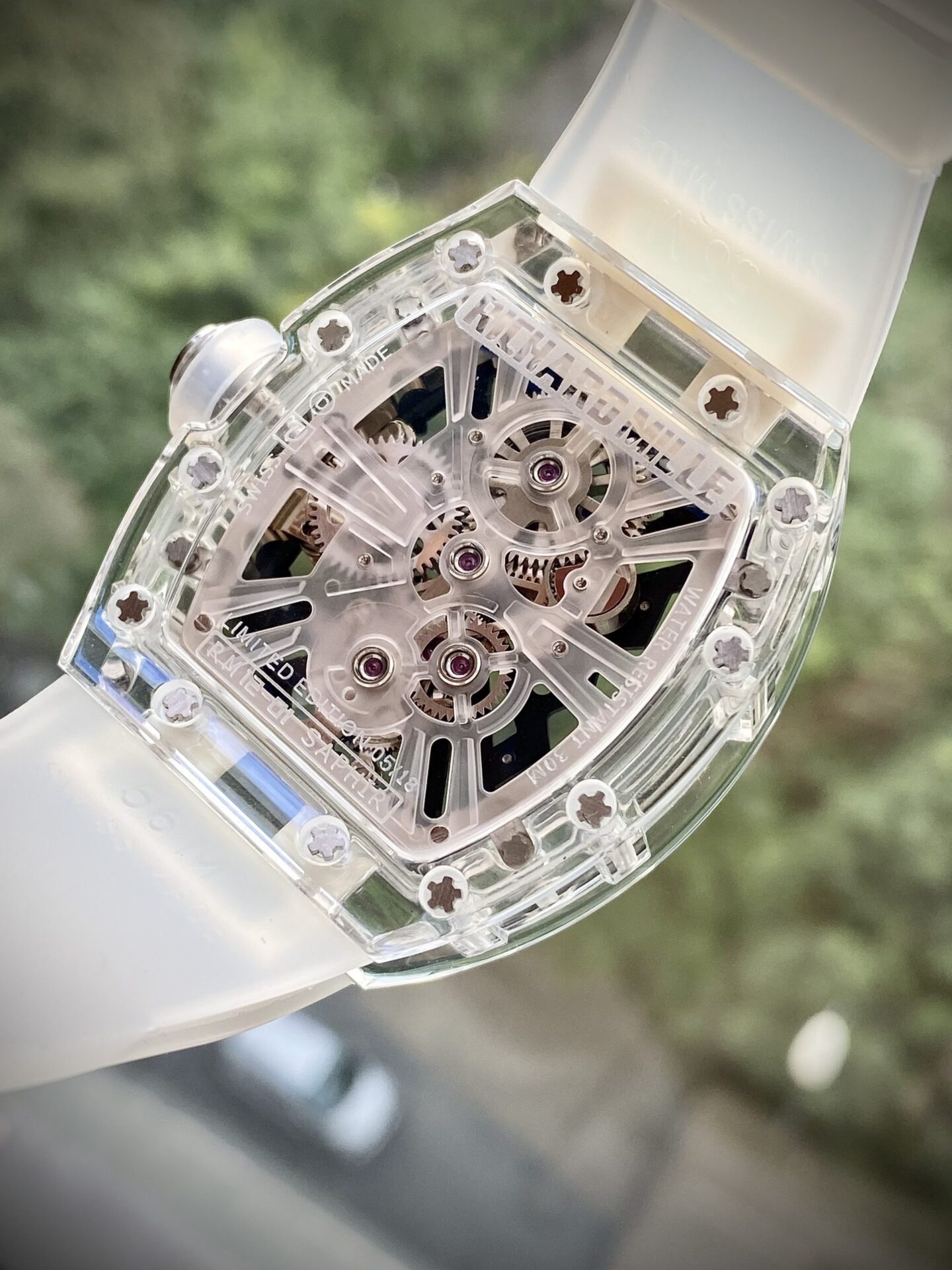 Richard Mille Replica Watch RM12-01 Tourbillon Sapphire Rubber Strap 44mm