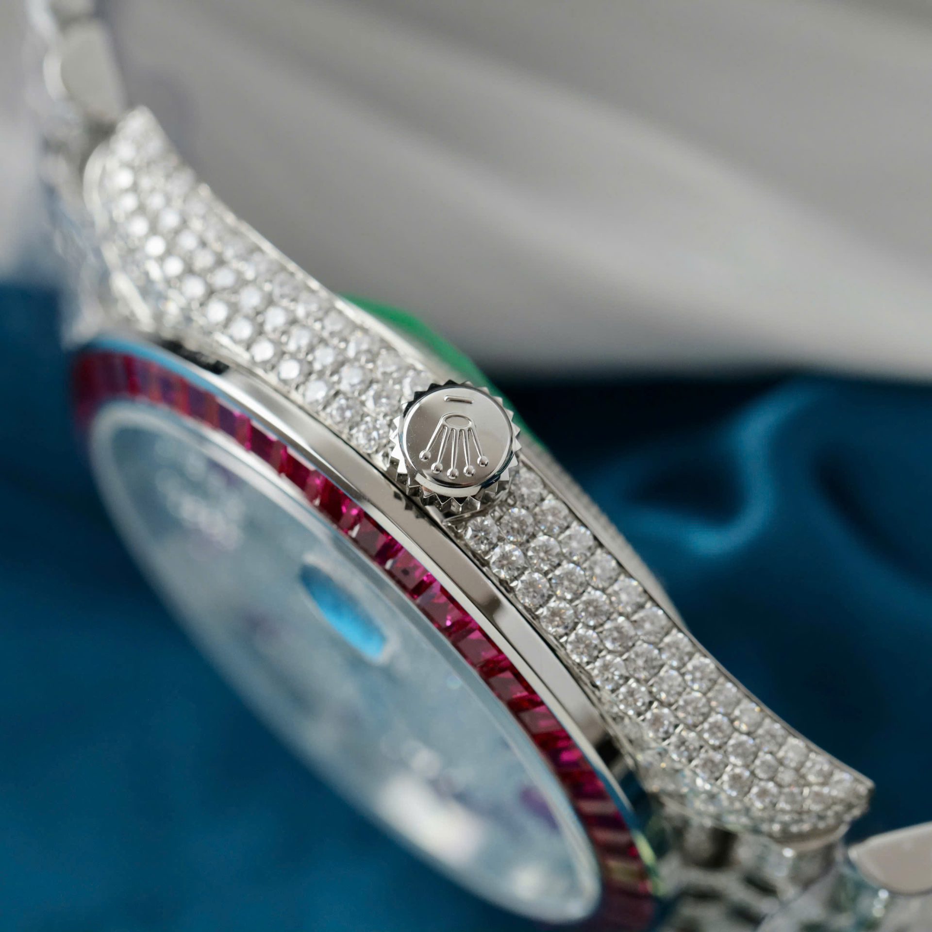 Rolex DateJust Copies Watches Ruby + Diamond Moissanite Custom 41mm