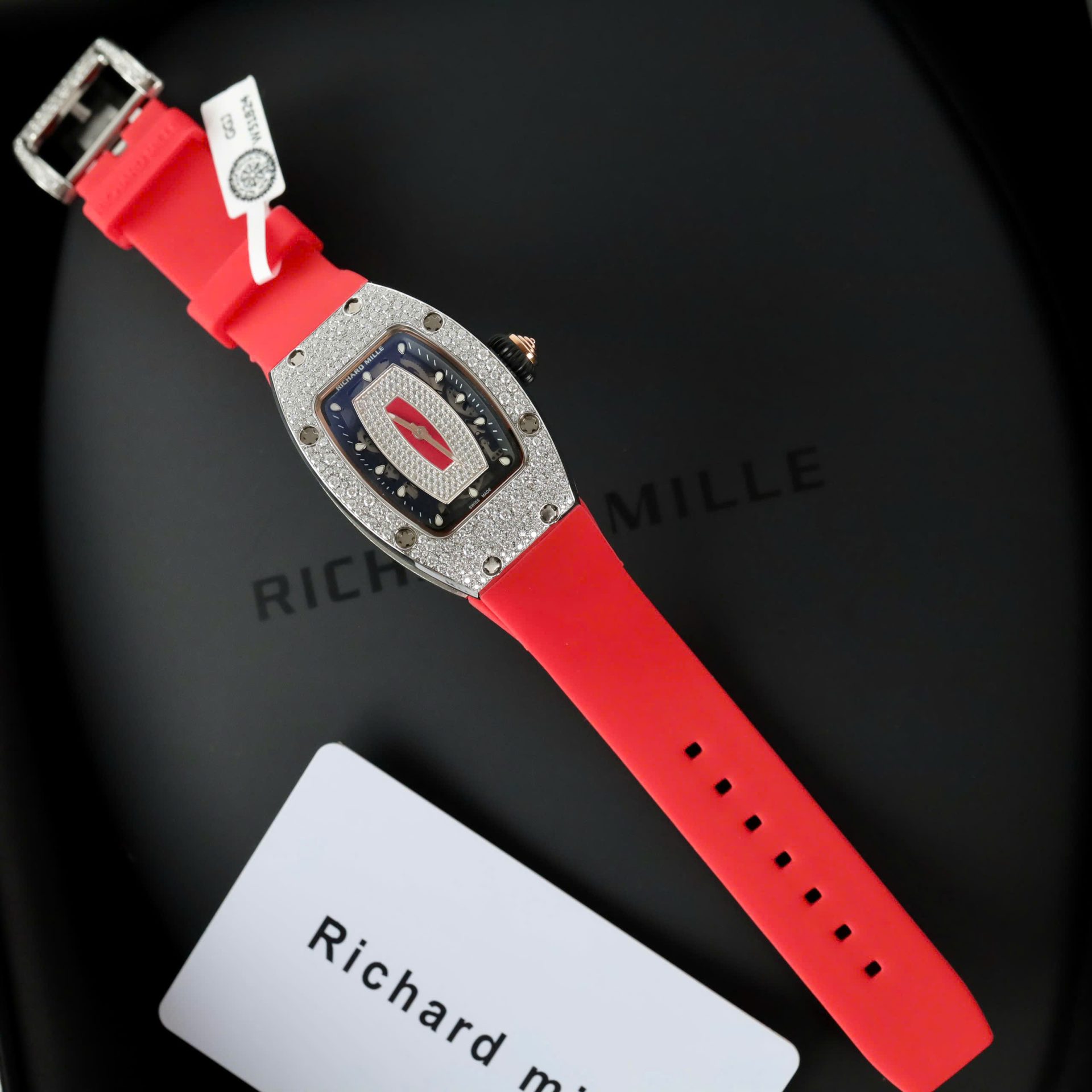 Richard Mille RM007 Red Replica Watch Diamond Moissanite Hong Kong Custom 36mm