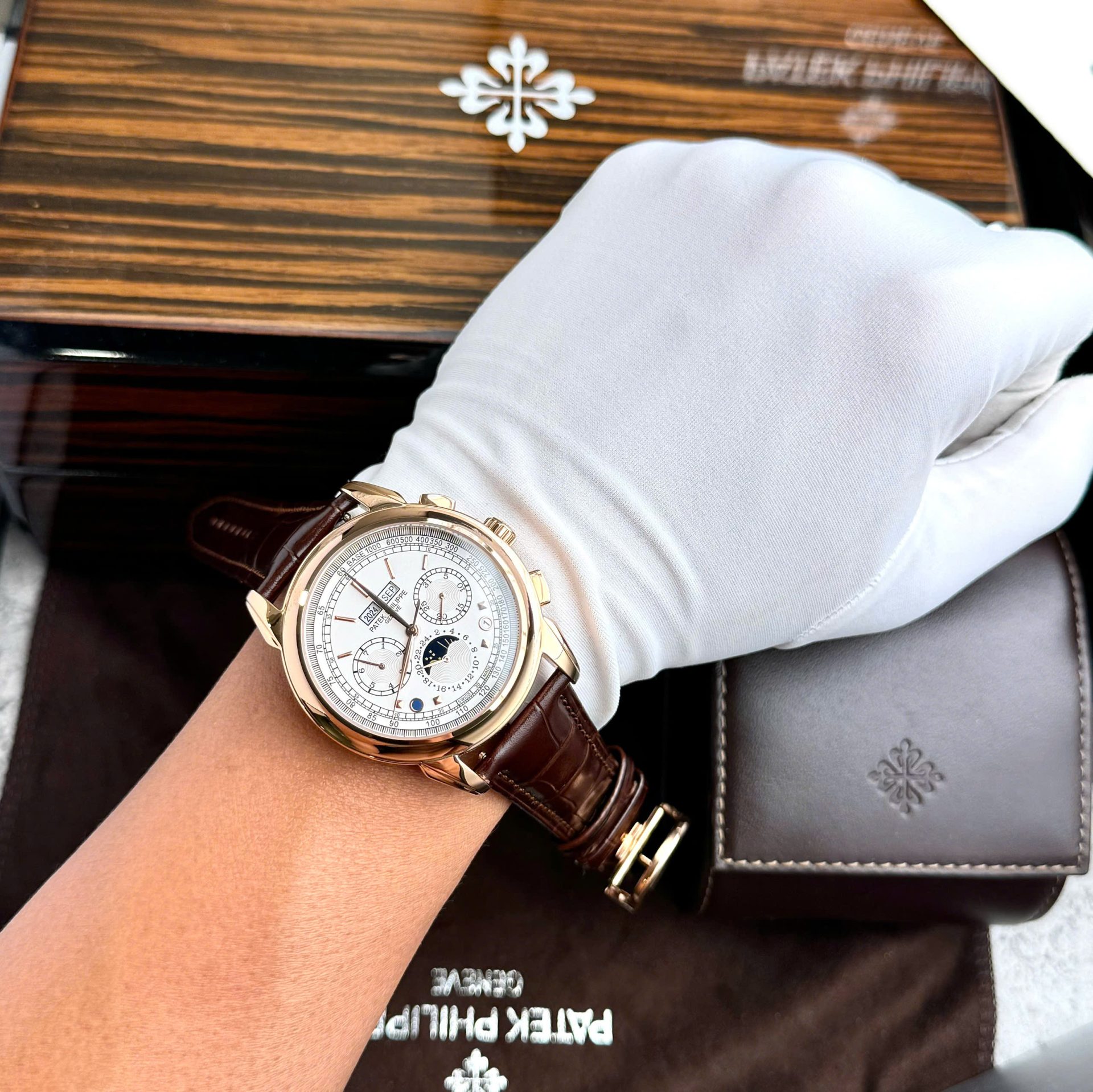 Patek Philippe Grand Complications 5270 Clone Watches White Dial Leather Strap 41mm