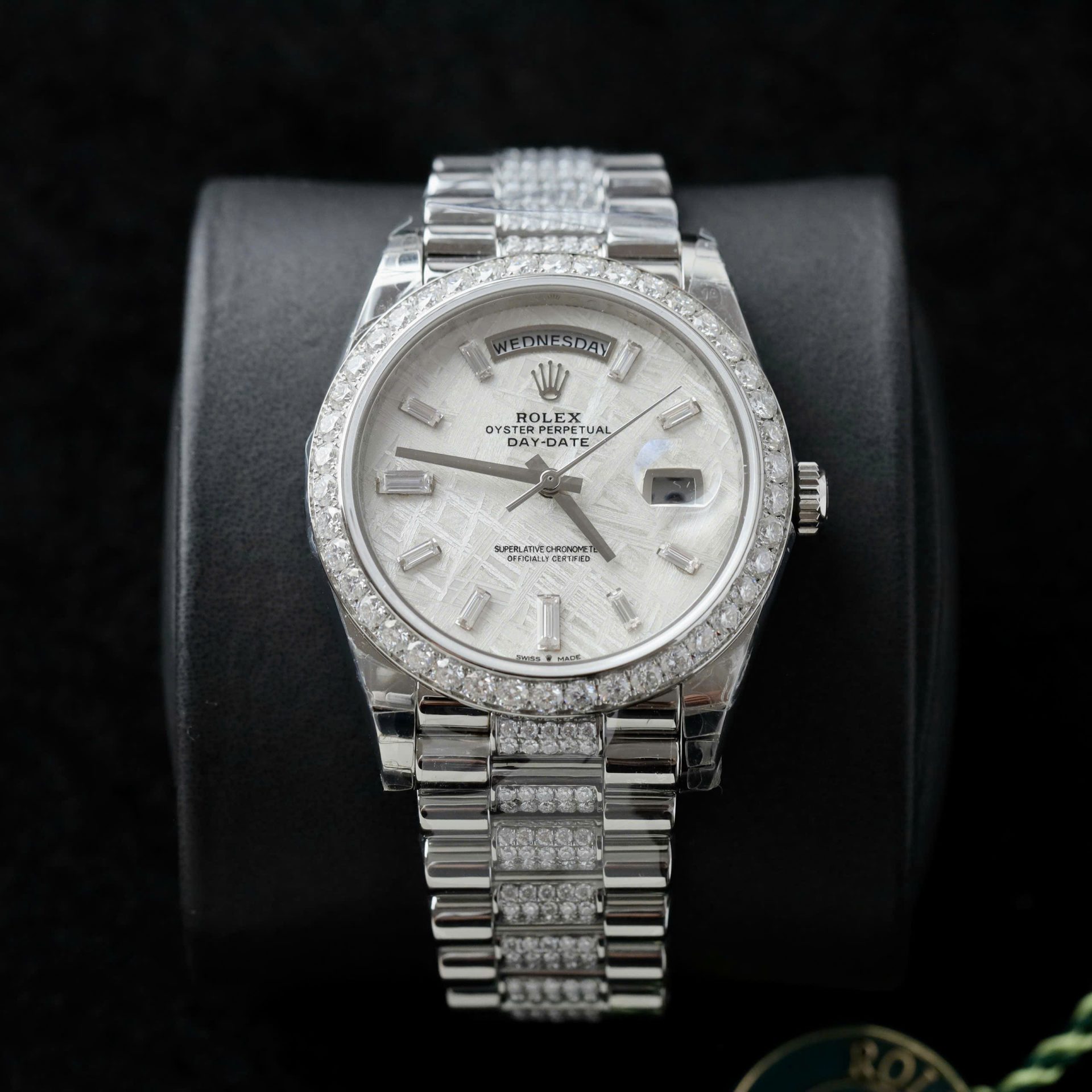 Rolex Day-Date Best Replica Watch Meteorite Dial Moissanite Diamonds Custom 40mm